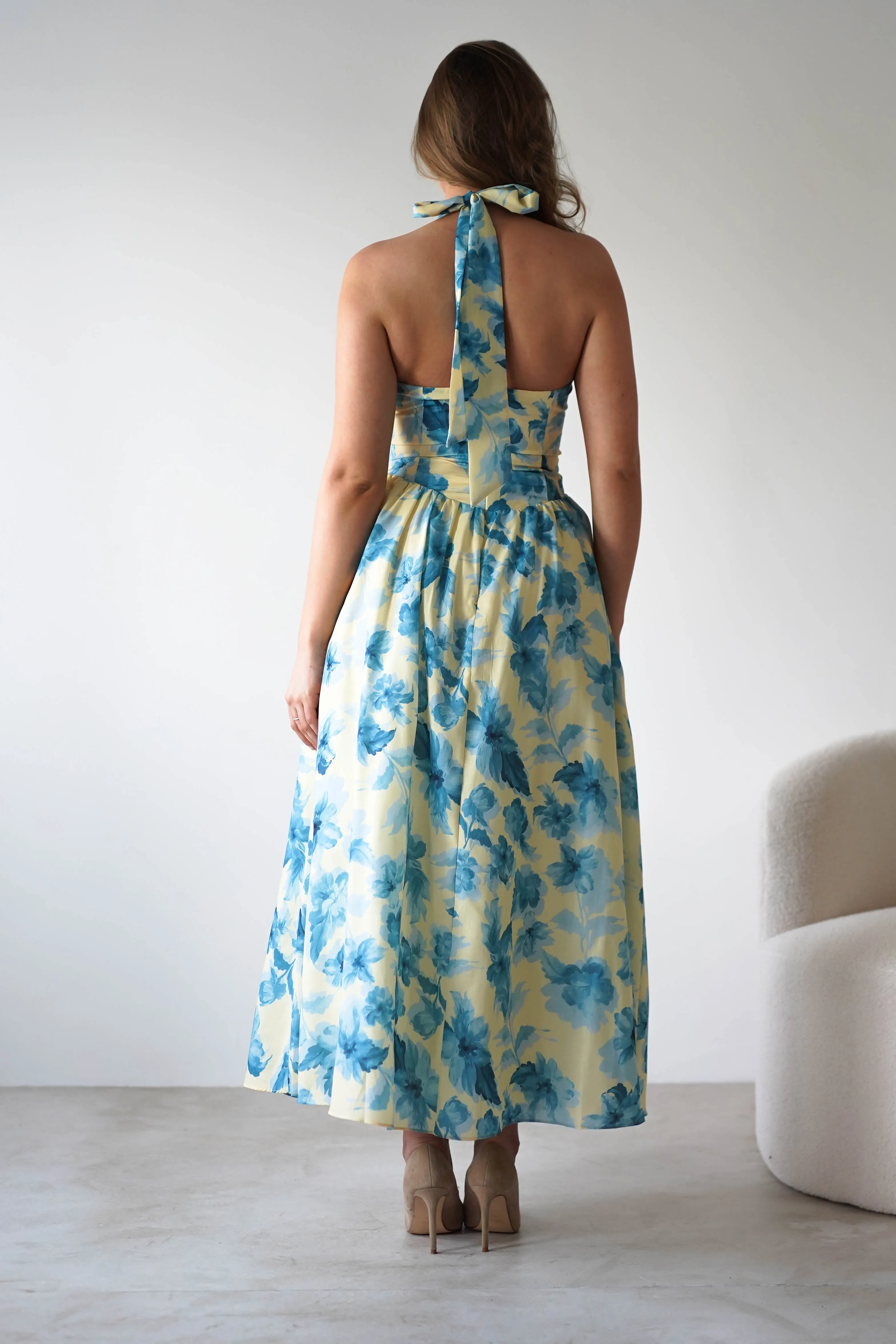 Sabine Floral Bodied Maxi Dress | Yellow/Blue