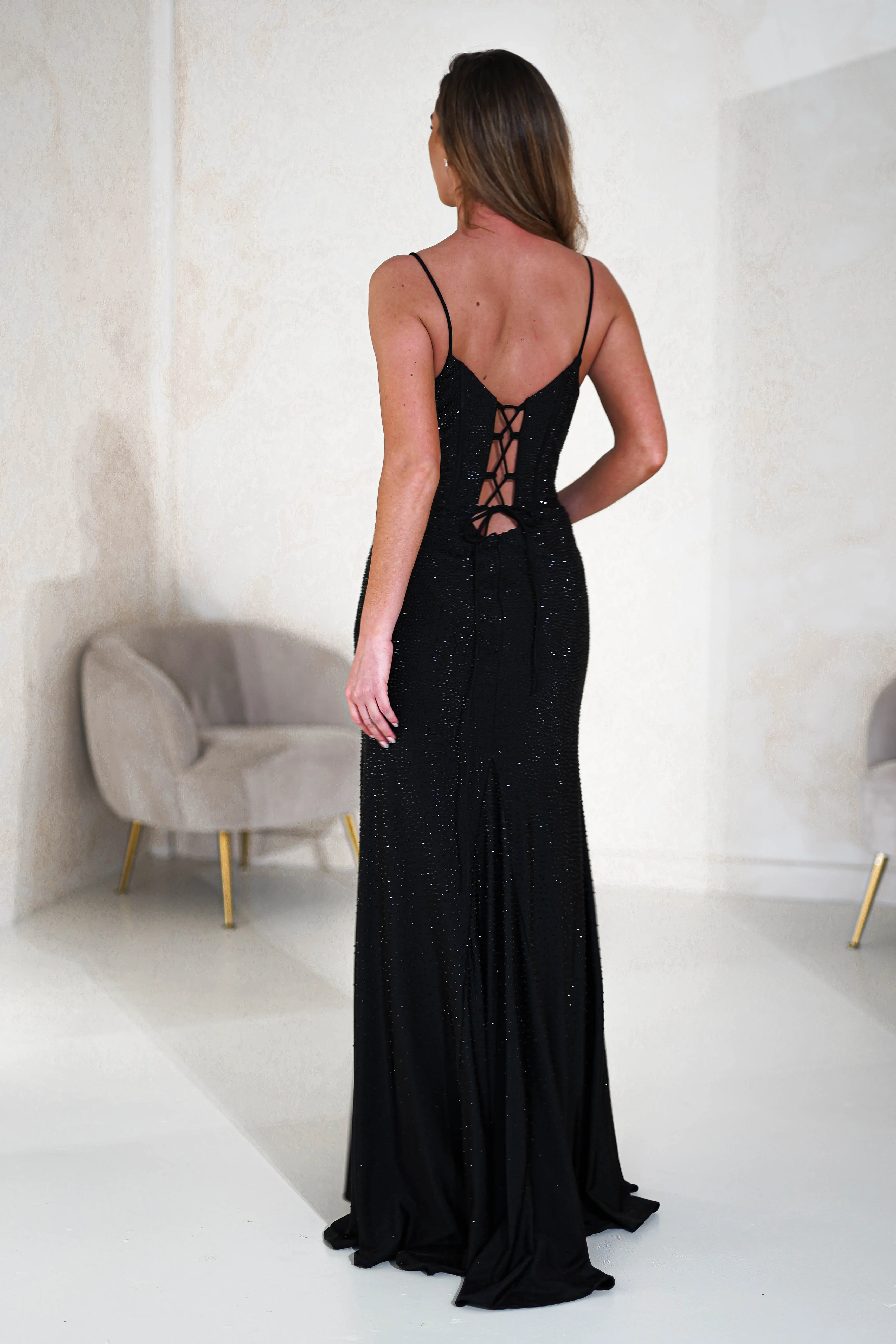 Sabrina Diamante Gown | Black