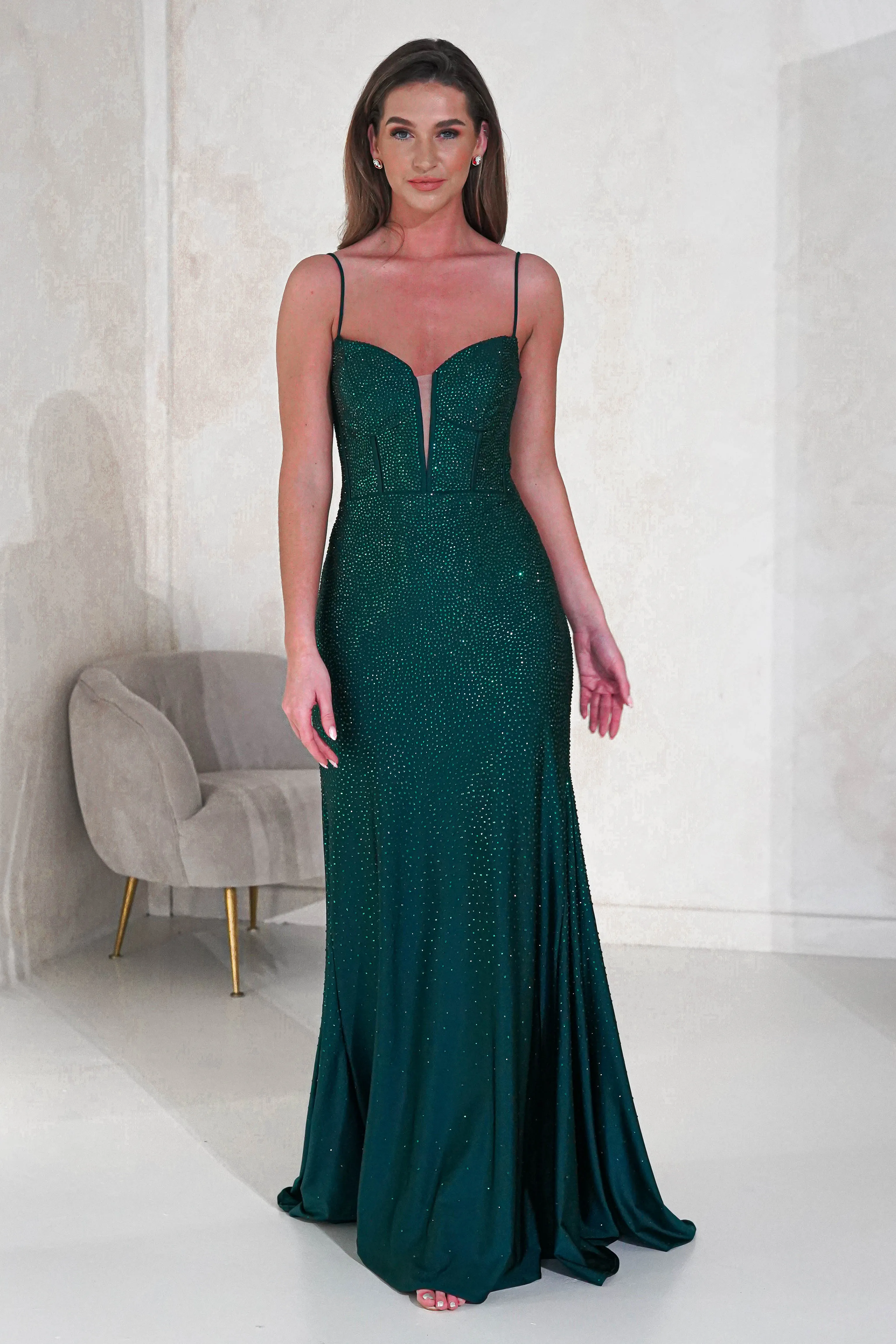 Sabrina Diamante Gown | Emerald Green