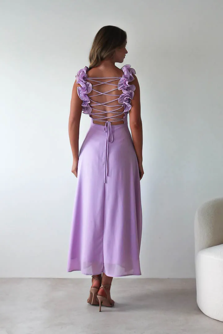 Sadie Ruffle Sleeve Maxi Dress | Lilac