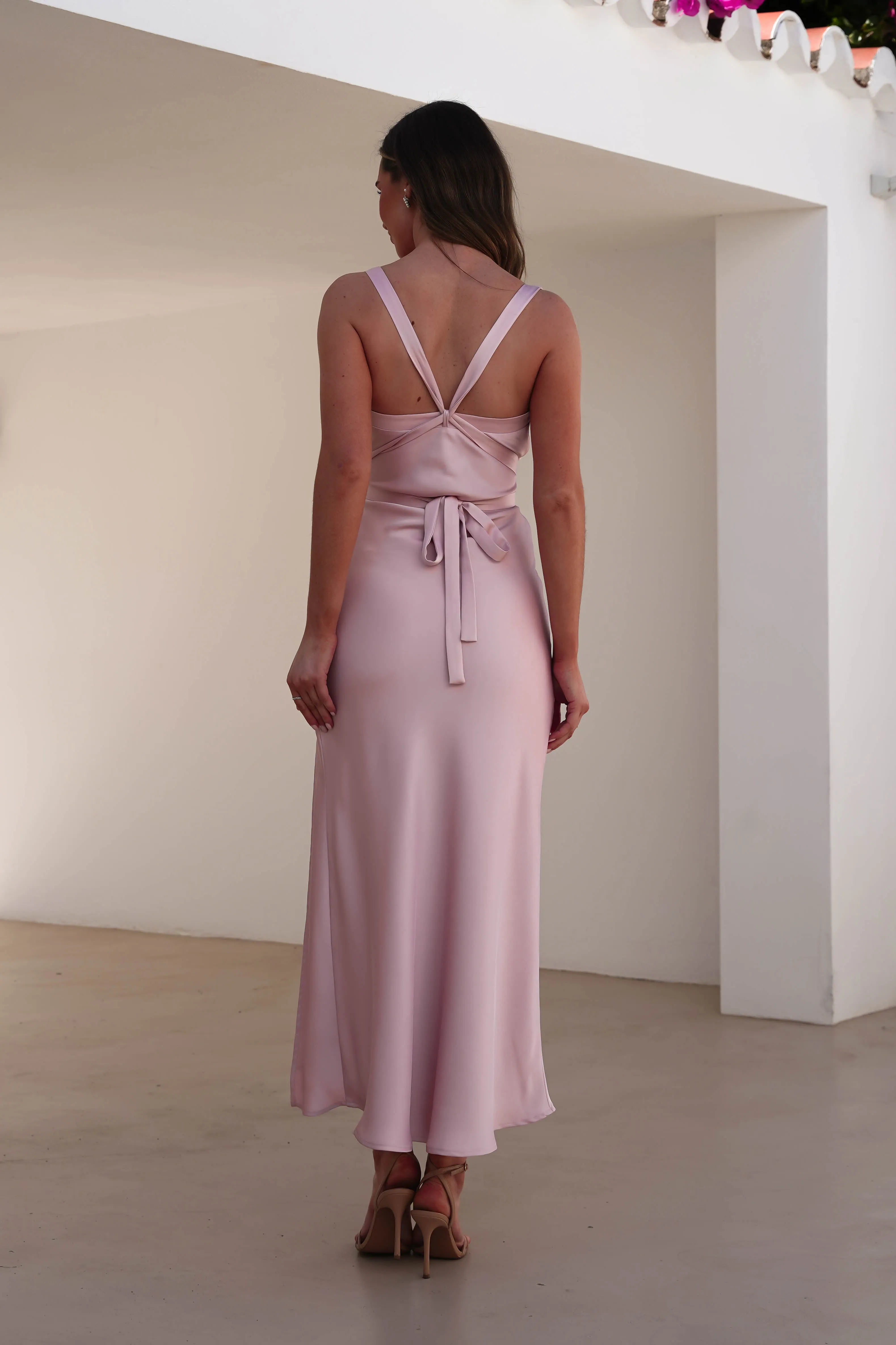 Salma Soft Matte Satin Midaxi Dress | Blush Pink