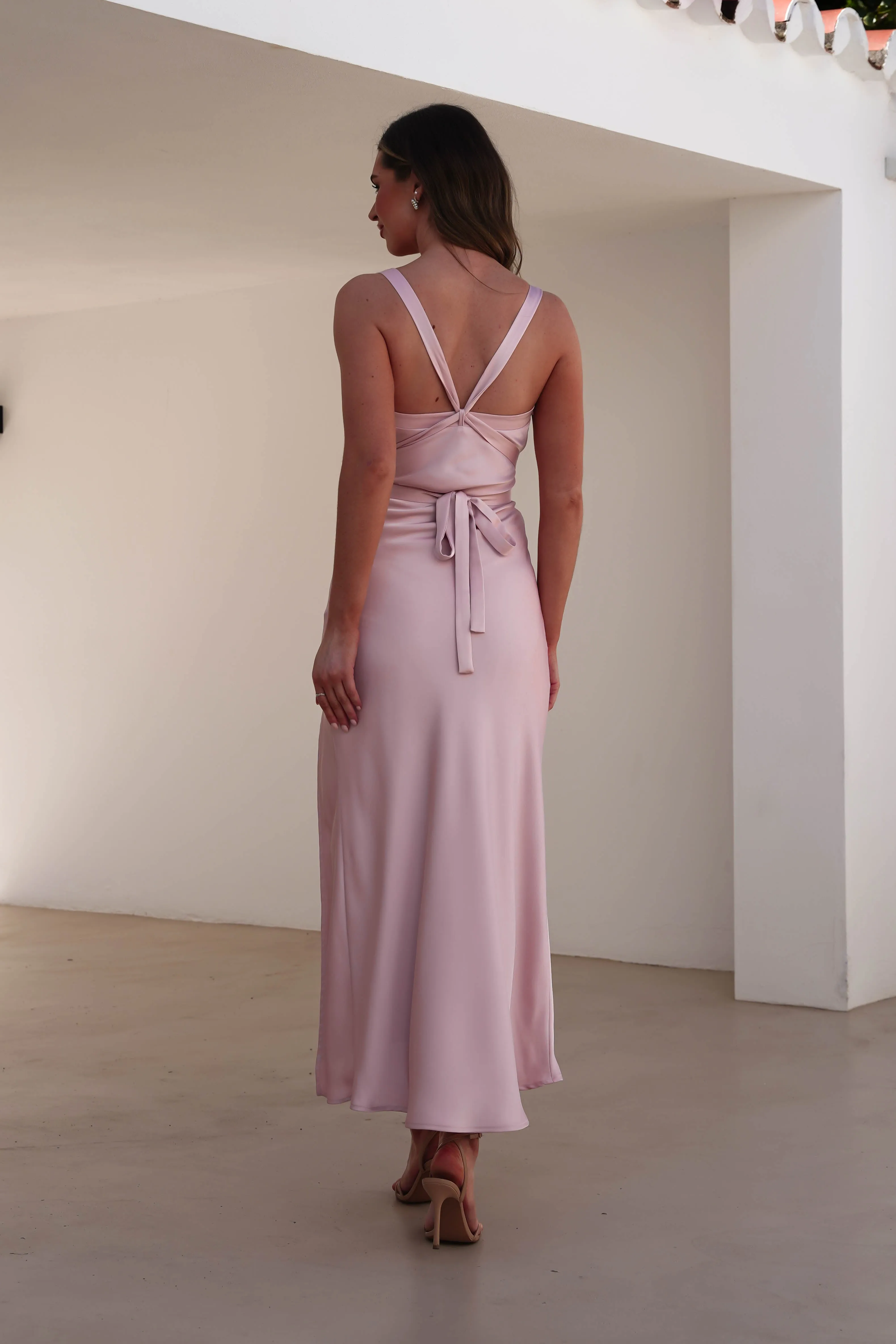 Salma Soft Matte Satin Midaxi Dress | Blush Pink