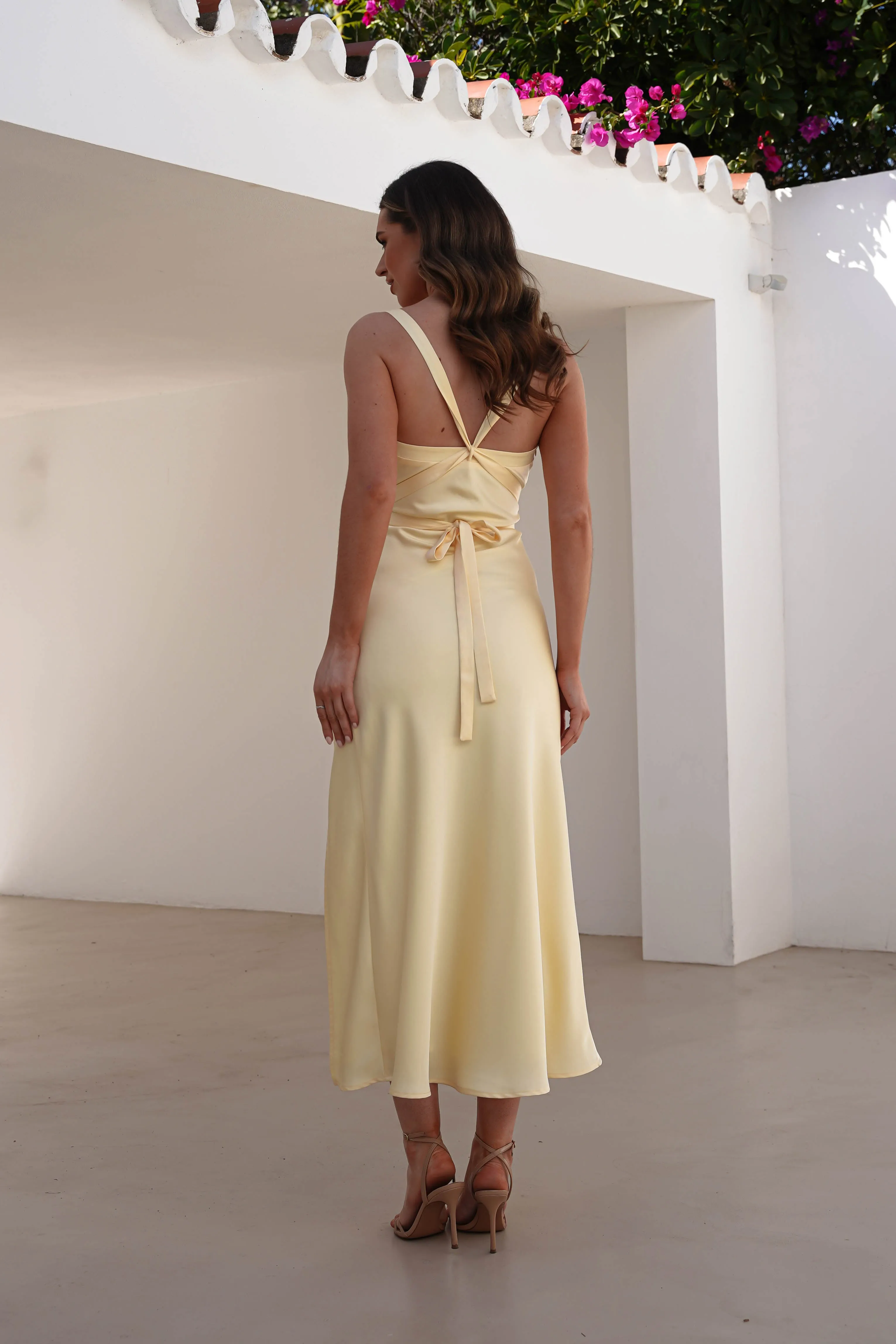 Salma Soft Matte Satin Midaxi Dress | Yellow