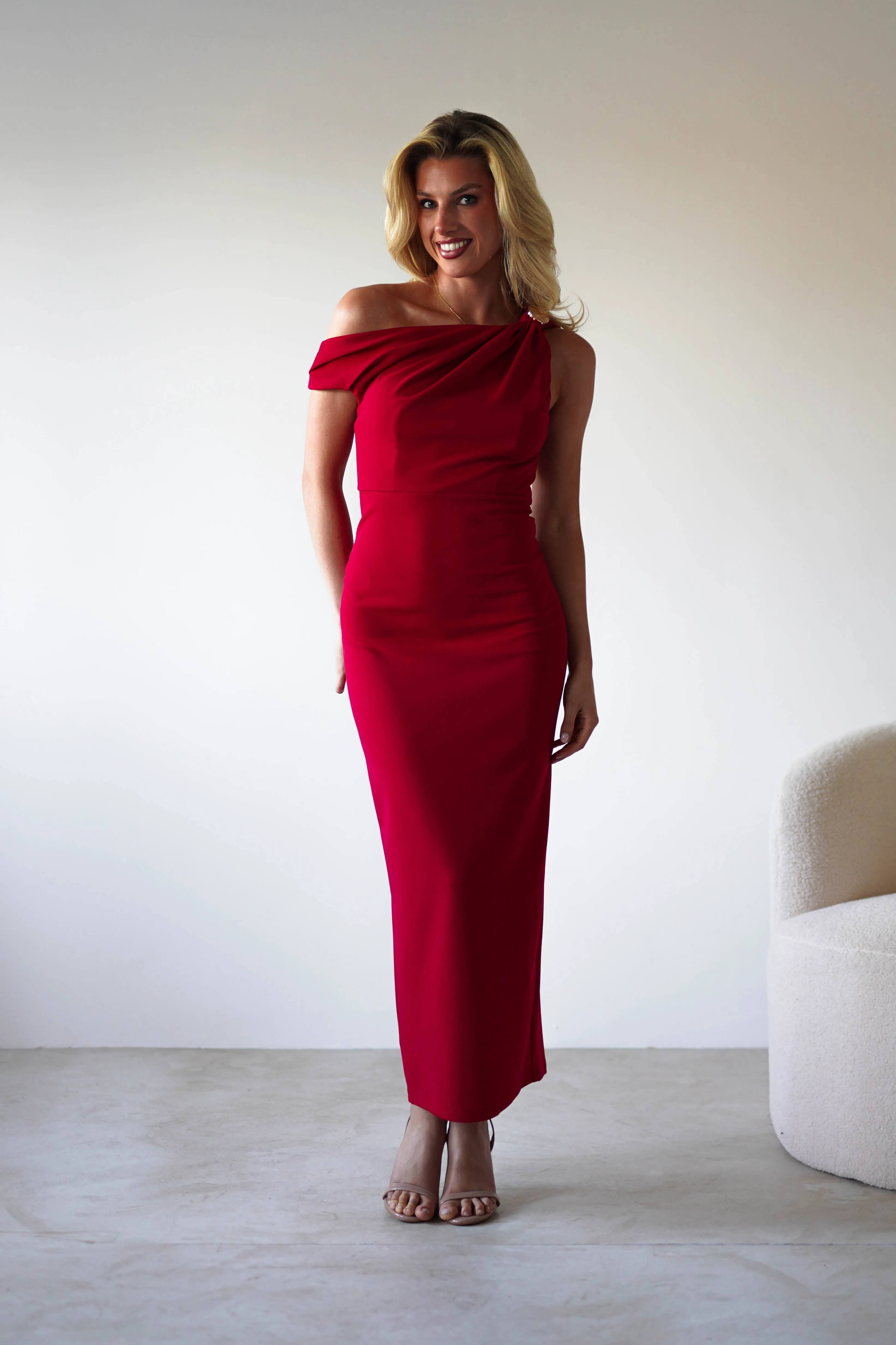 Shayna Off The Shouler Midaxi | Red