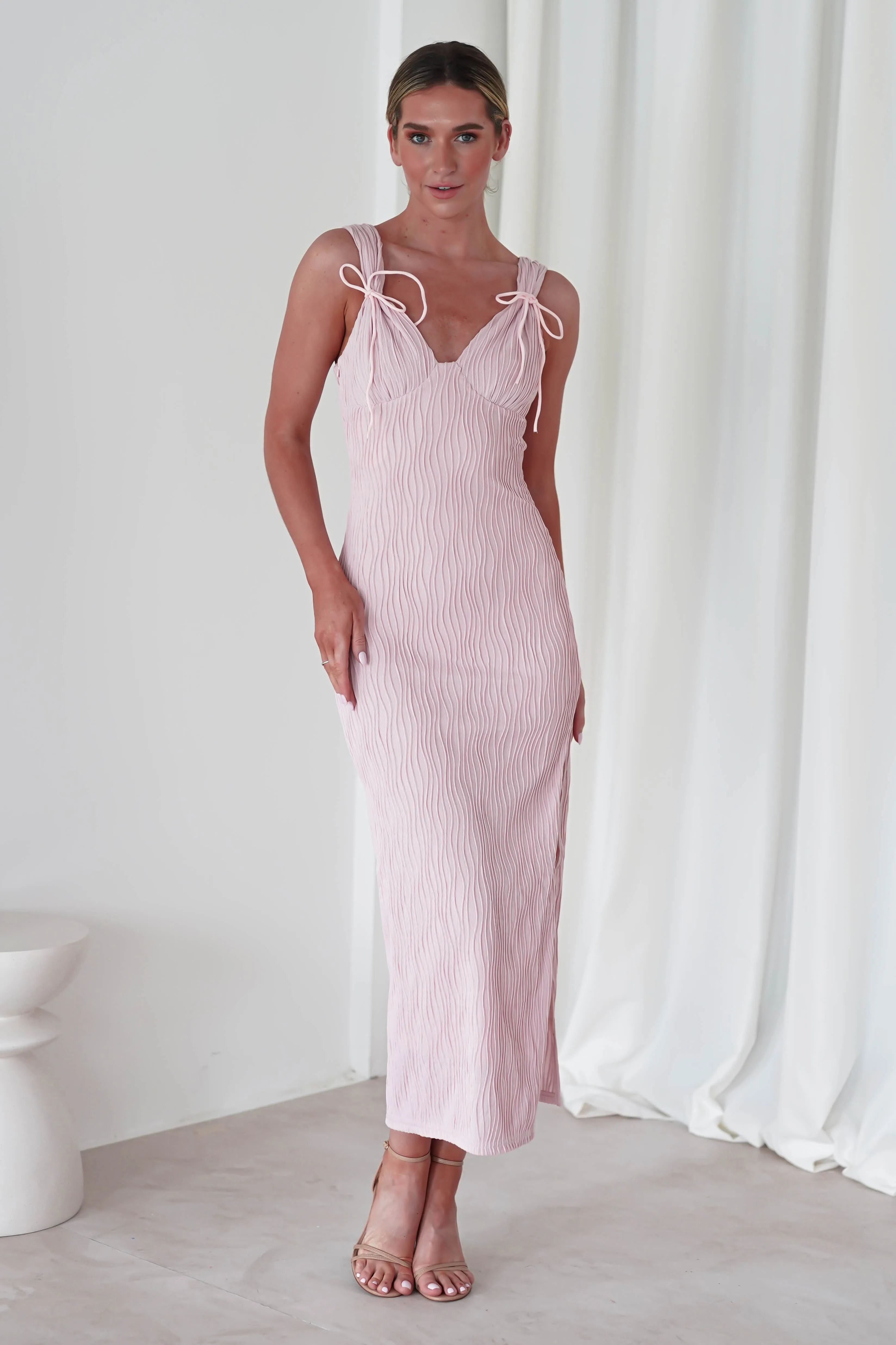 Simona Textured Maxi Dress | Blush