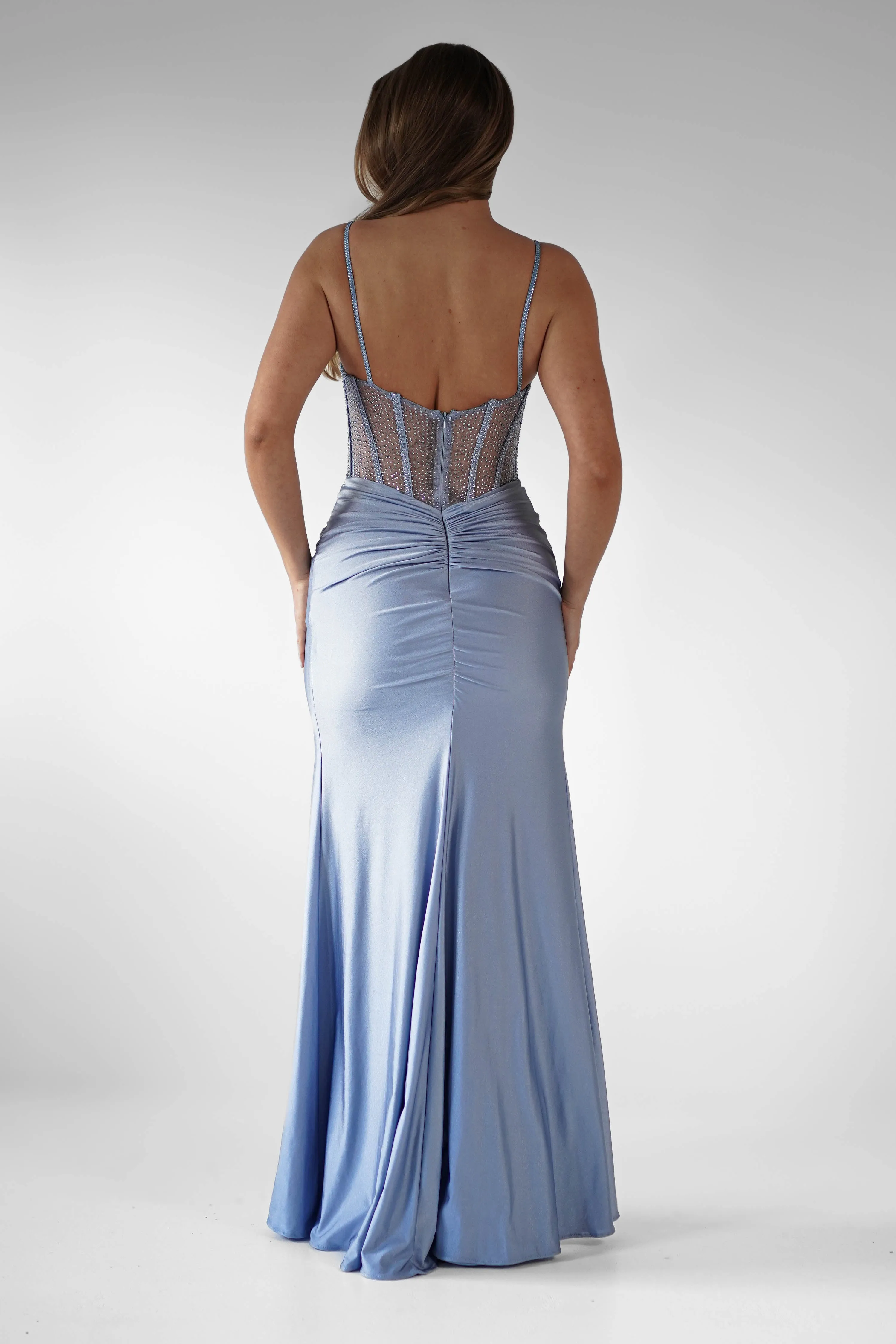 Stefani Rhinestone Bodice Gown | Light Blue
