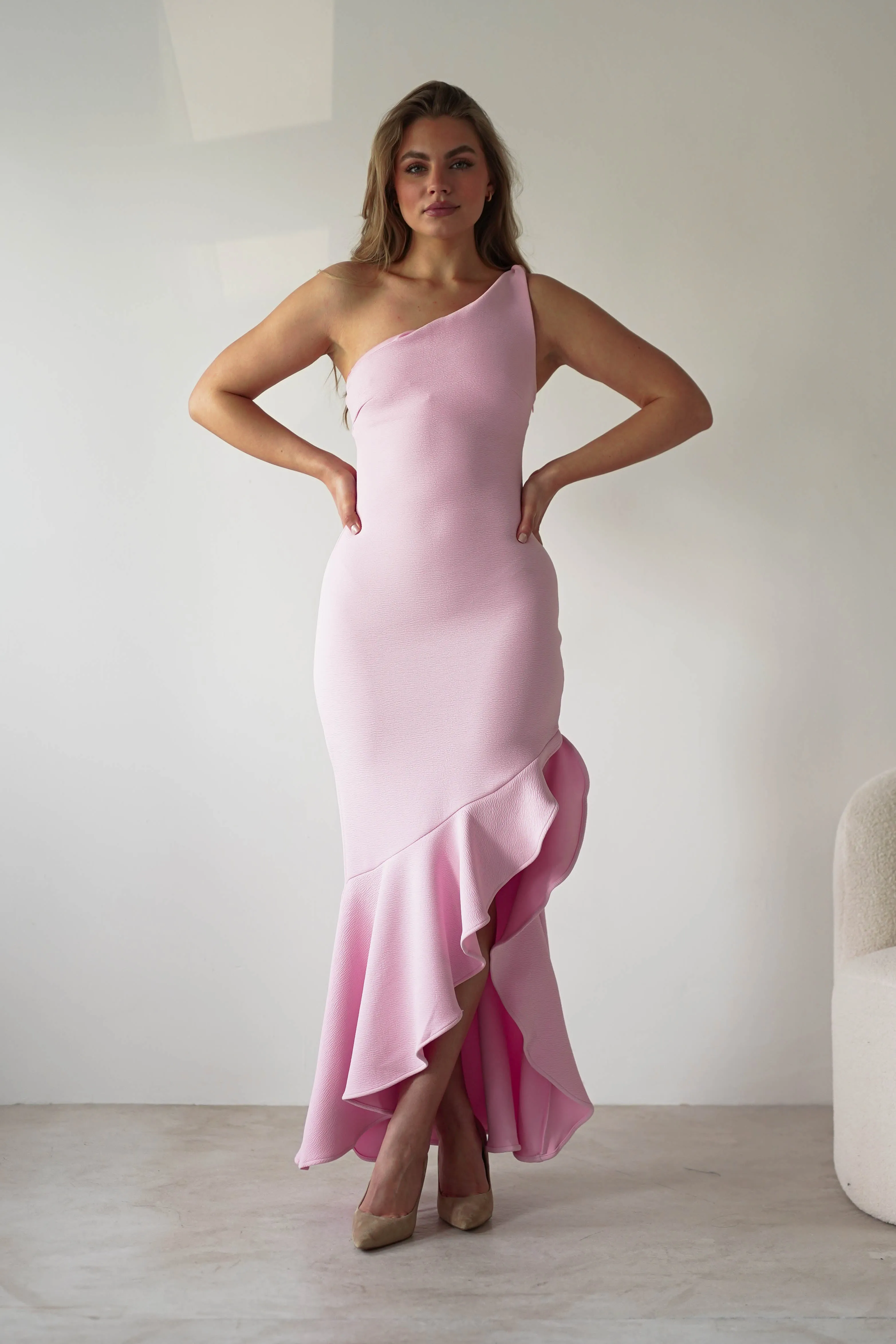 Tabitha Textured Bodycon Midaxi Dress | Pink