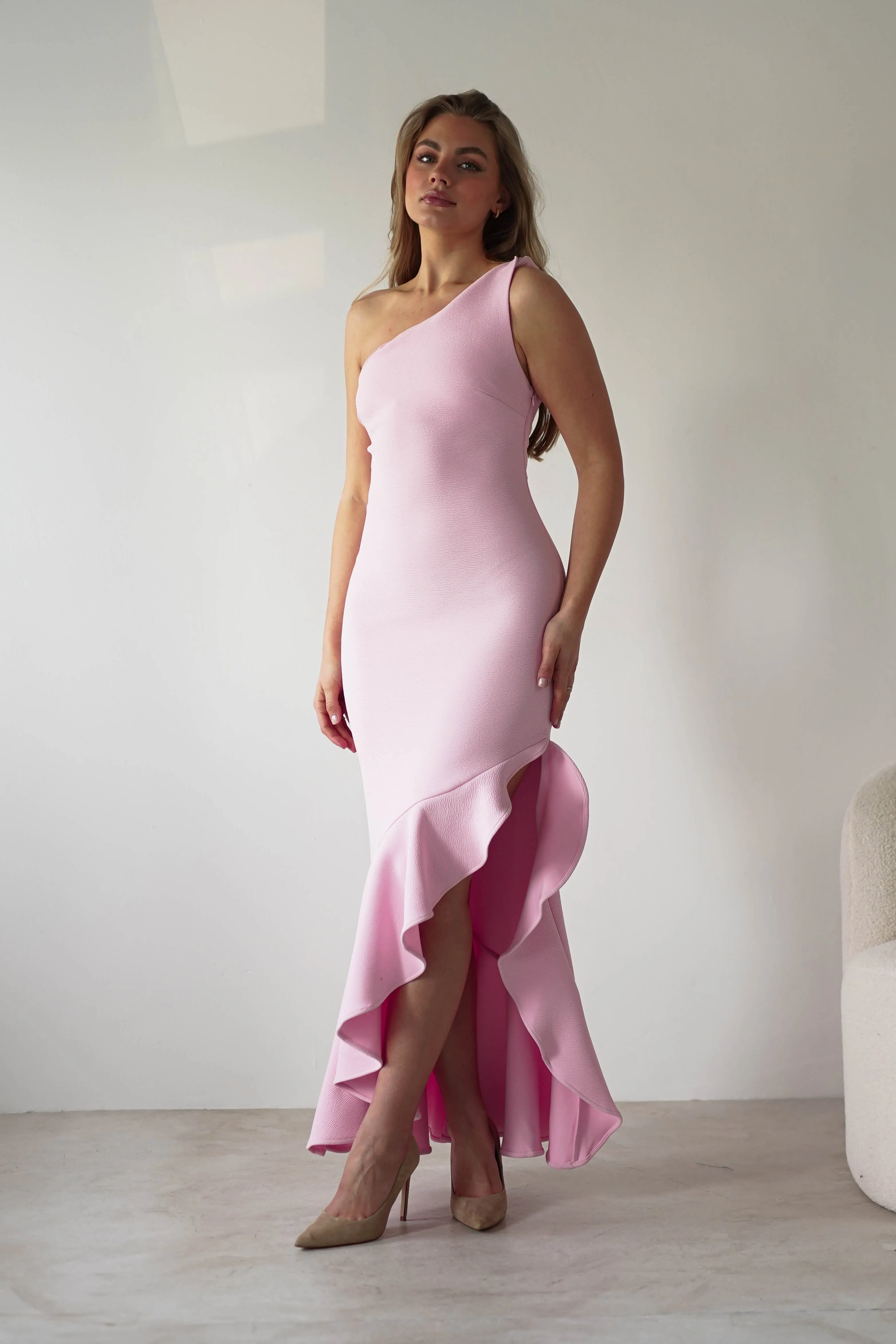 Tabitha Textured Bodycon Midaxi Dress | Pink