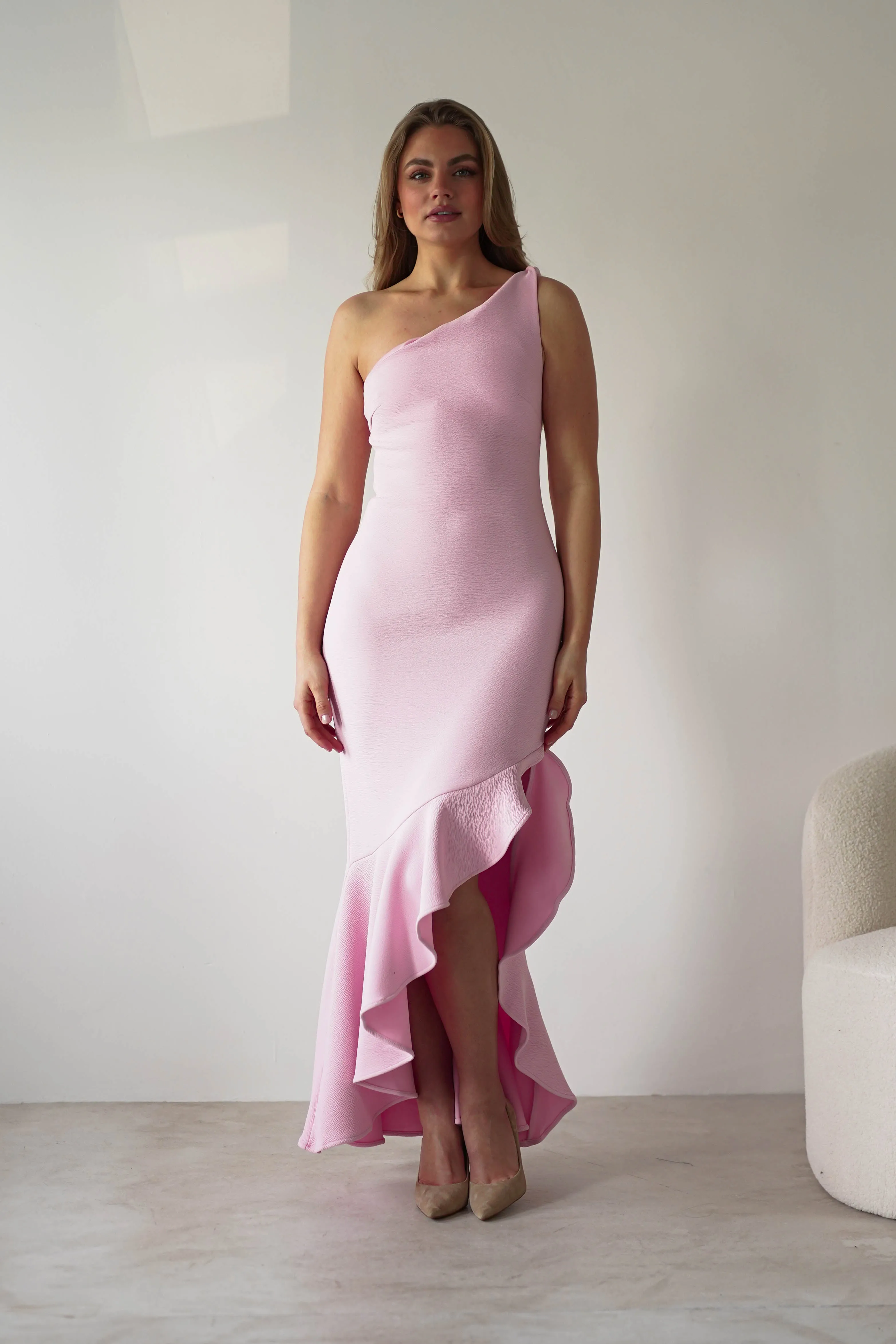Tabitha Textured Bodycon Midaxi Dress | Pink