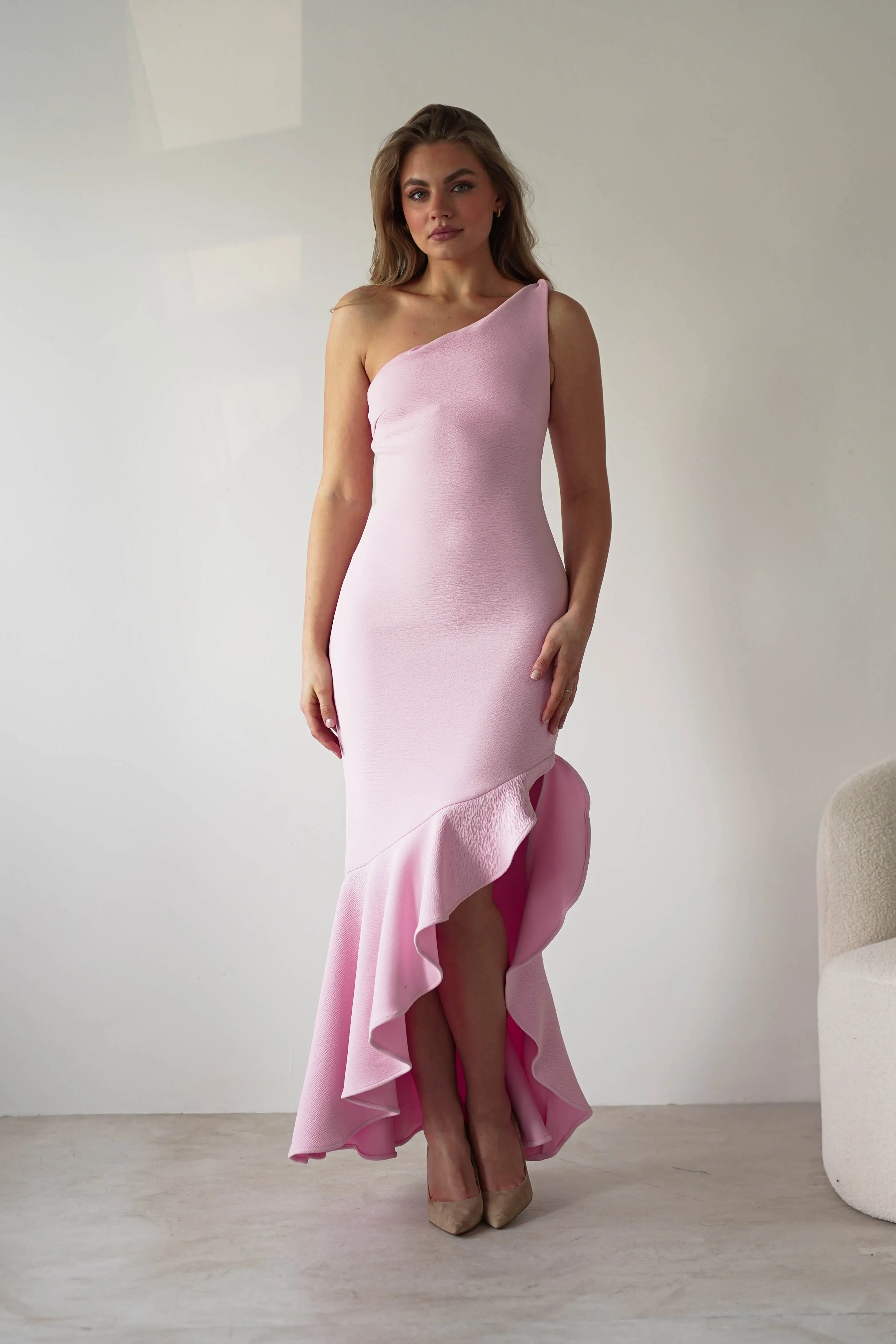 Tabitha Textured Bodycon Midaxi Dress | Pink
