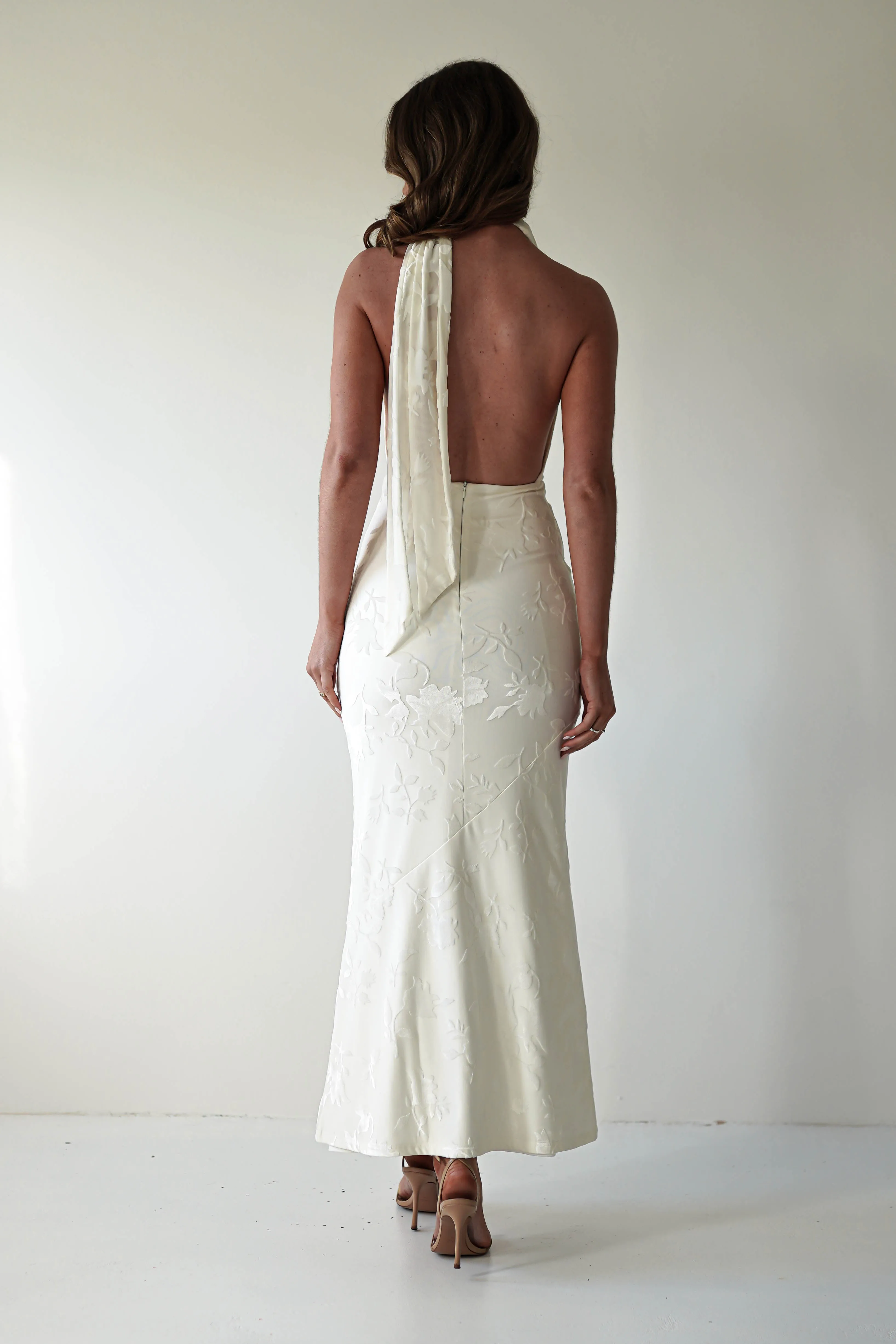 Tara Floral Jacquard Maxi Dress | Ivory/Cream