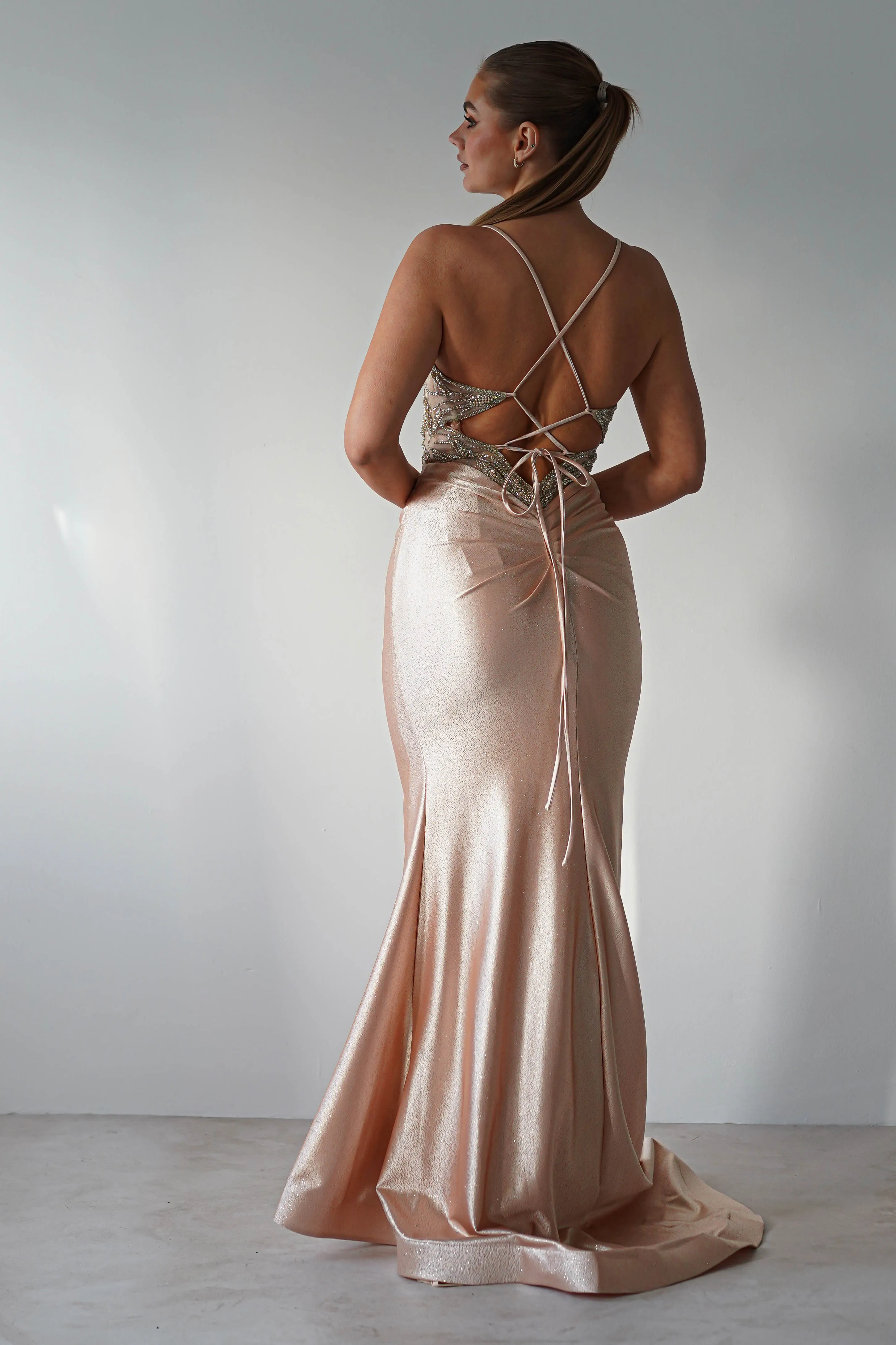 The Butterfly Embellished Bodycon Gown | Gold