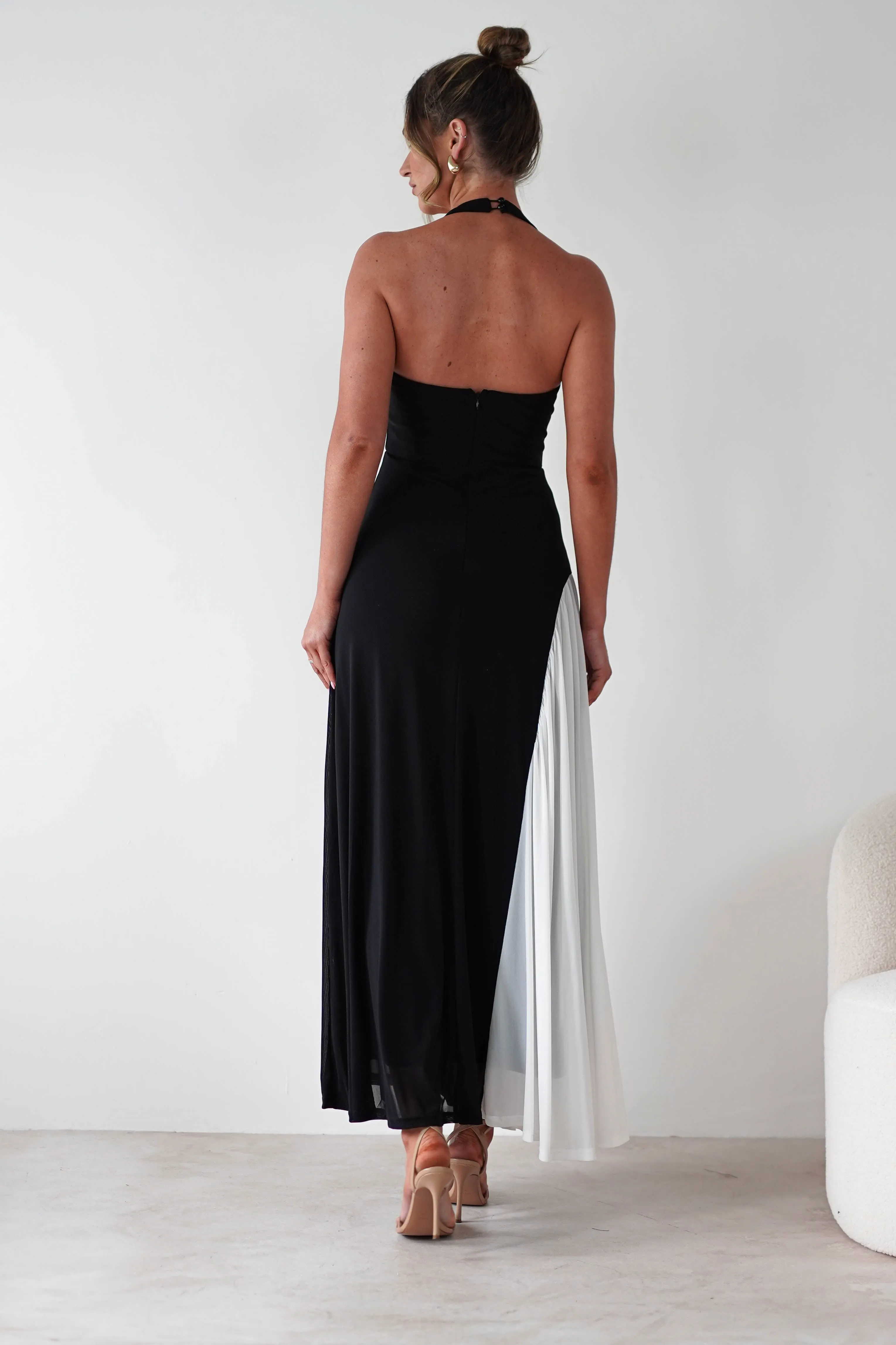 Unika Halterneck Maxi Dress | Black/White