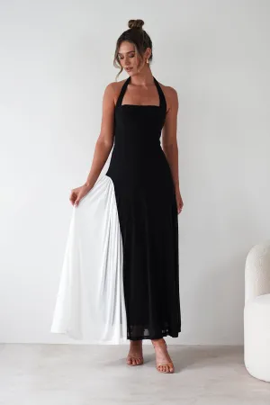 Unika Halterneck Maxi Dress | Black/White