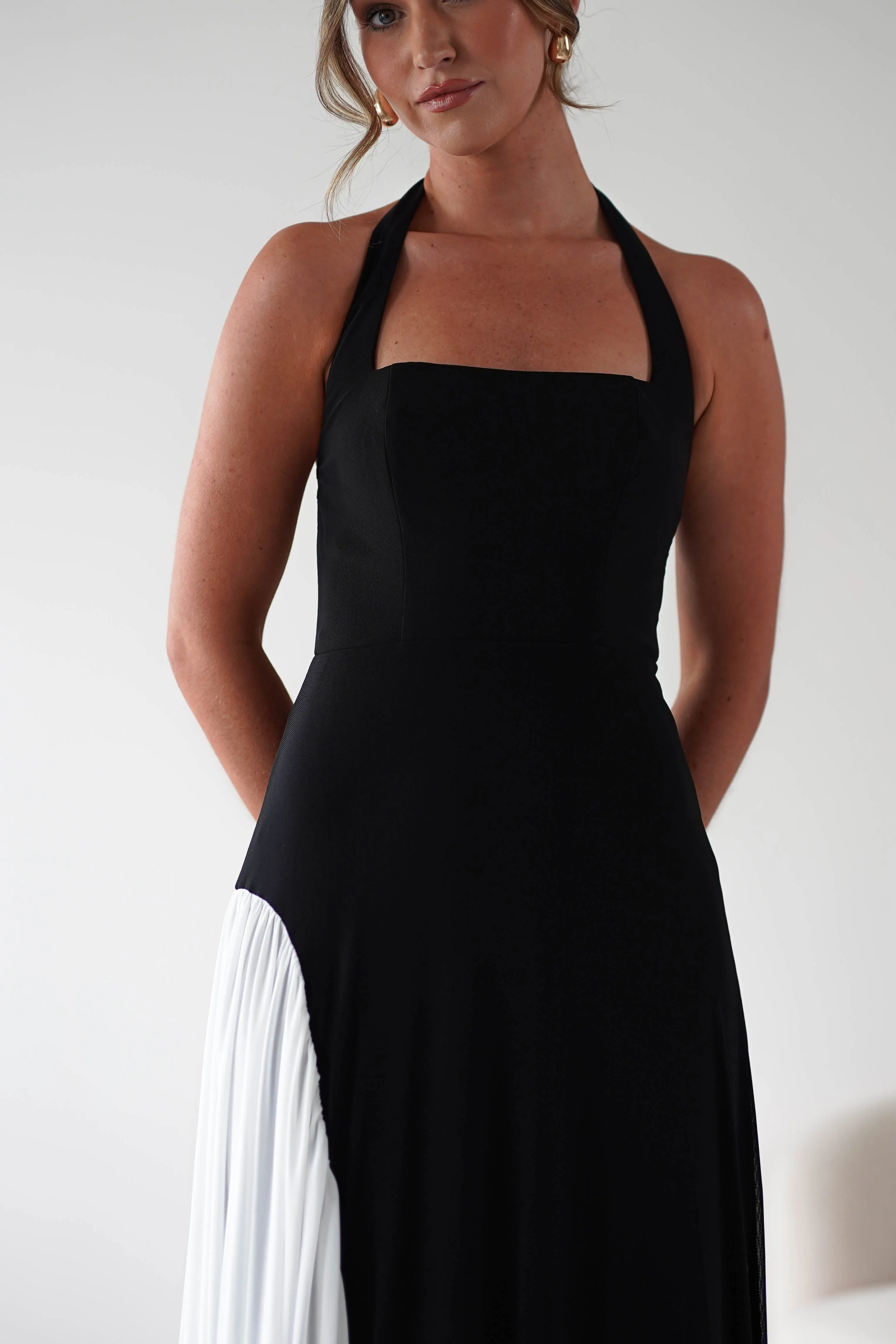 Unika Halterneck Maxi Dress | Black/White