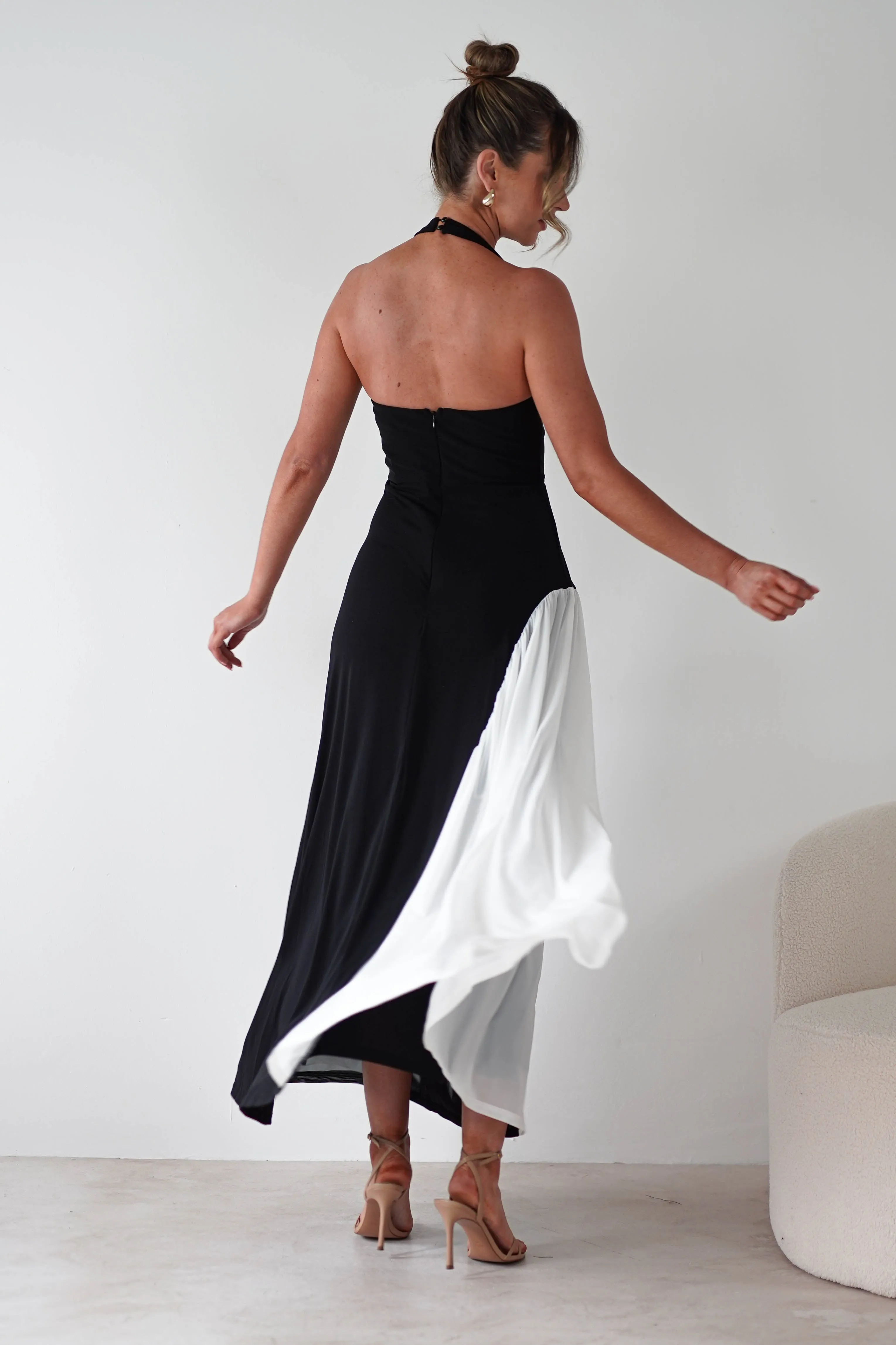 Unika Halterneck Maxi Dress | Black/White