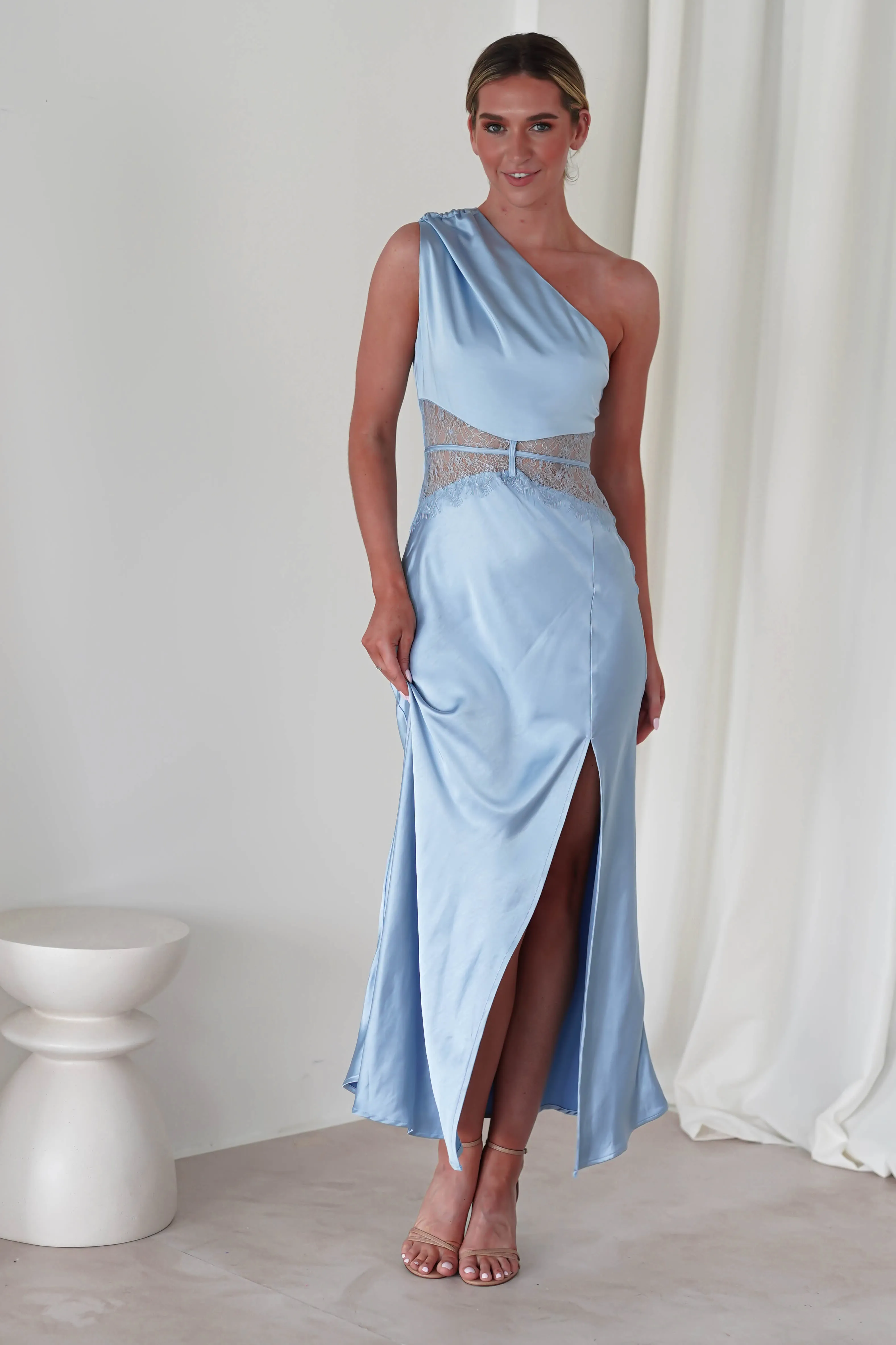 Valentina Soft Satin Maxi Dress | Blue