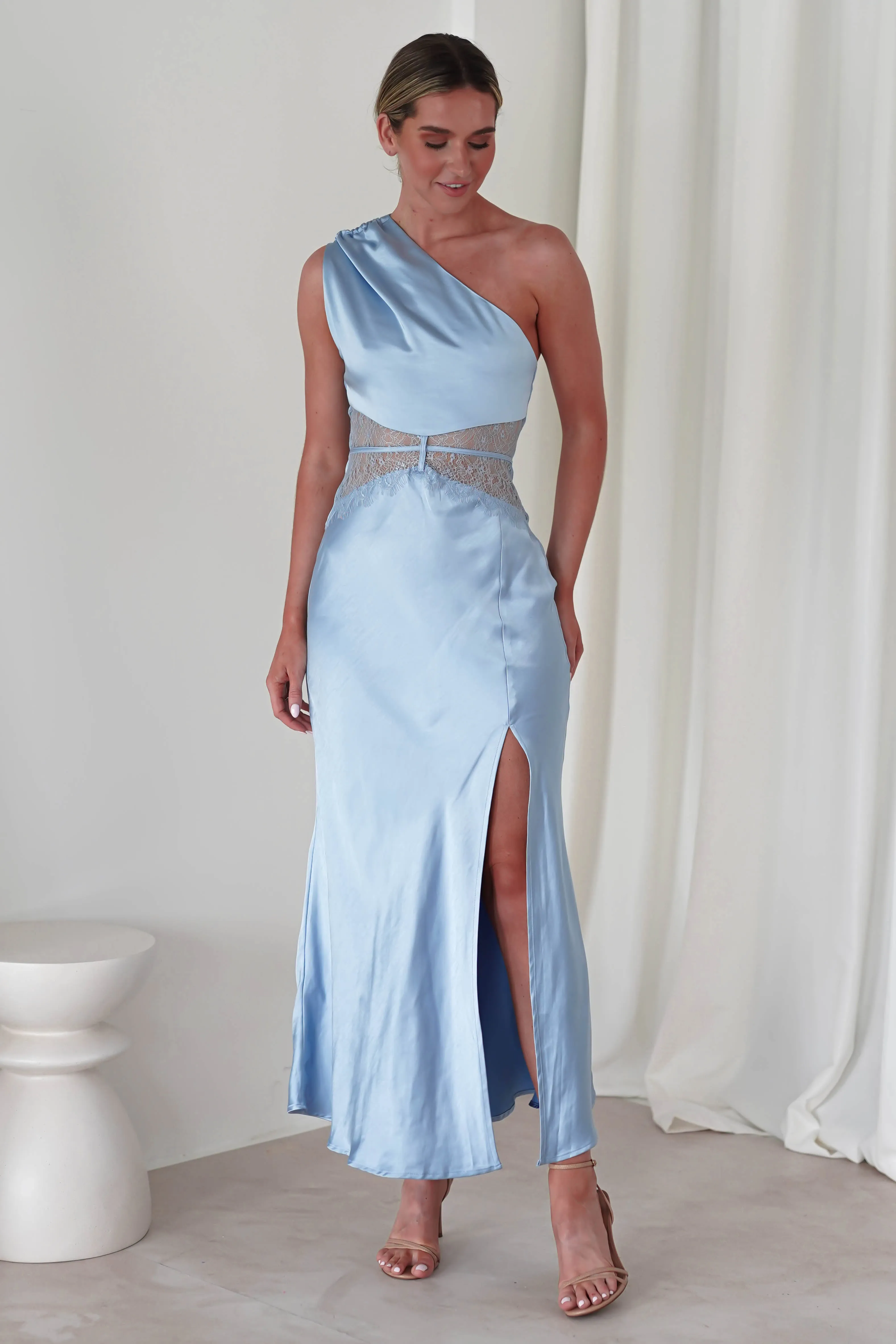Valentina Soft Satin Maxi Dress | Blue
