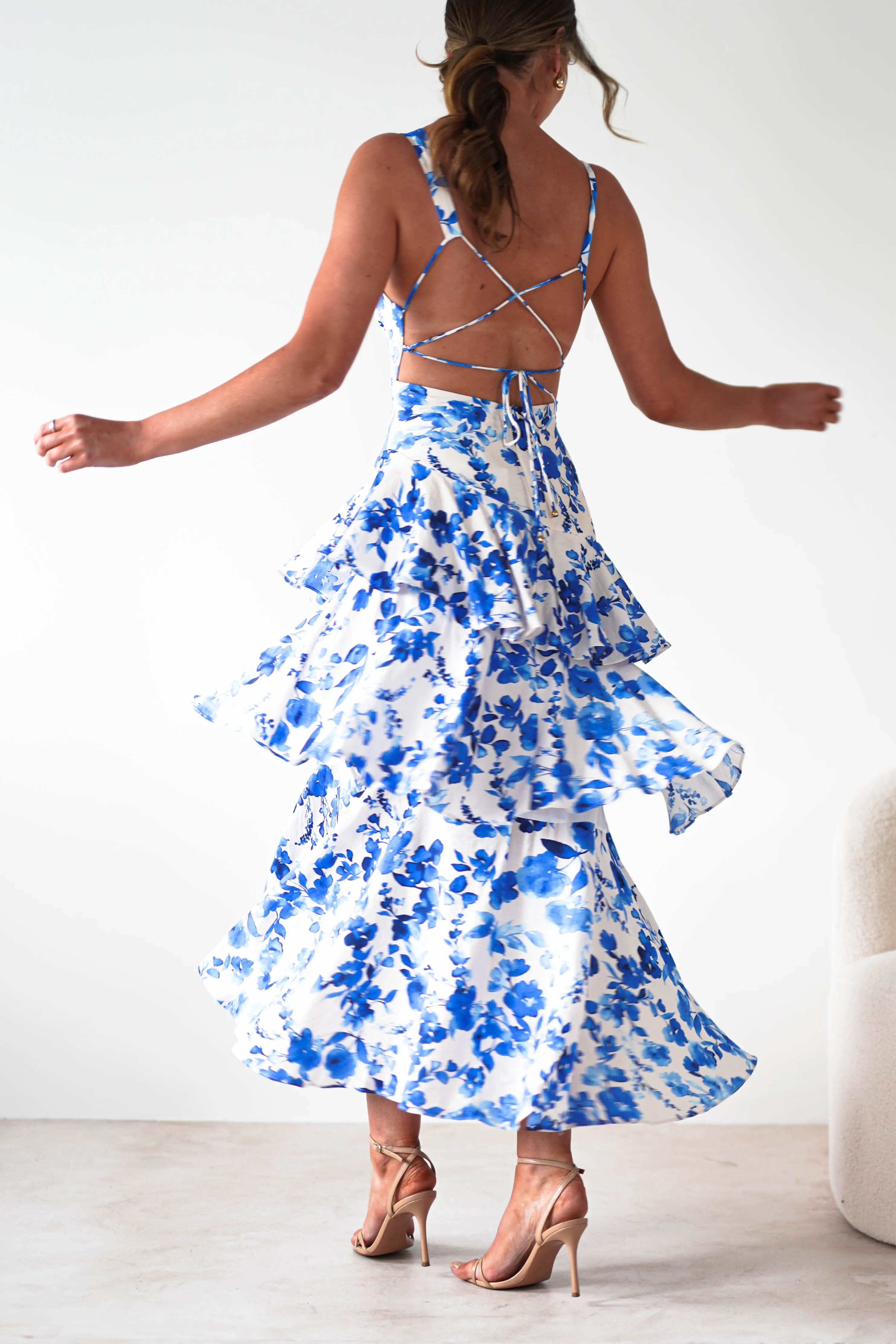 Varana Floral Ruffle Maxi Dress | Blue Print