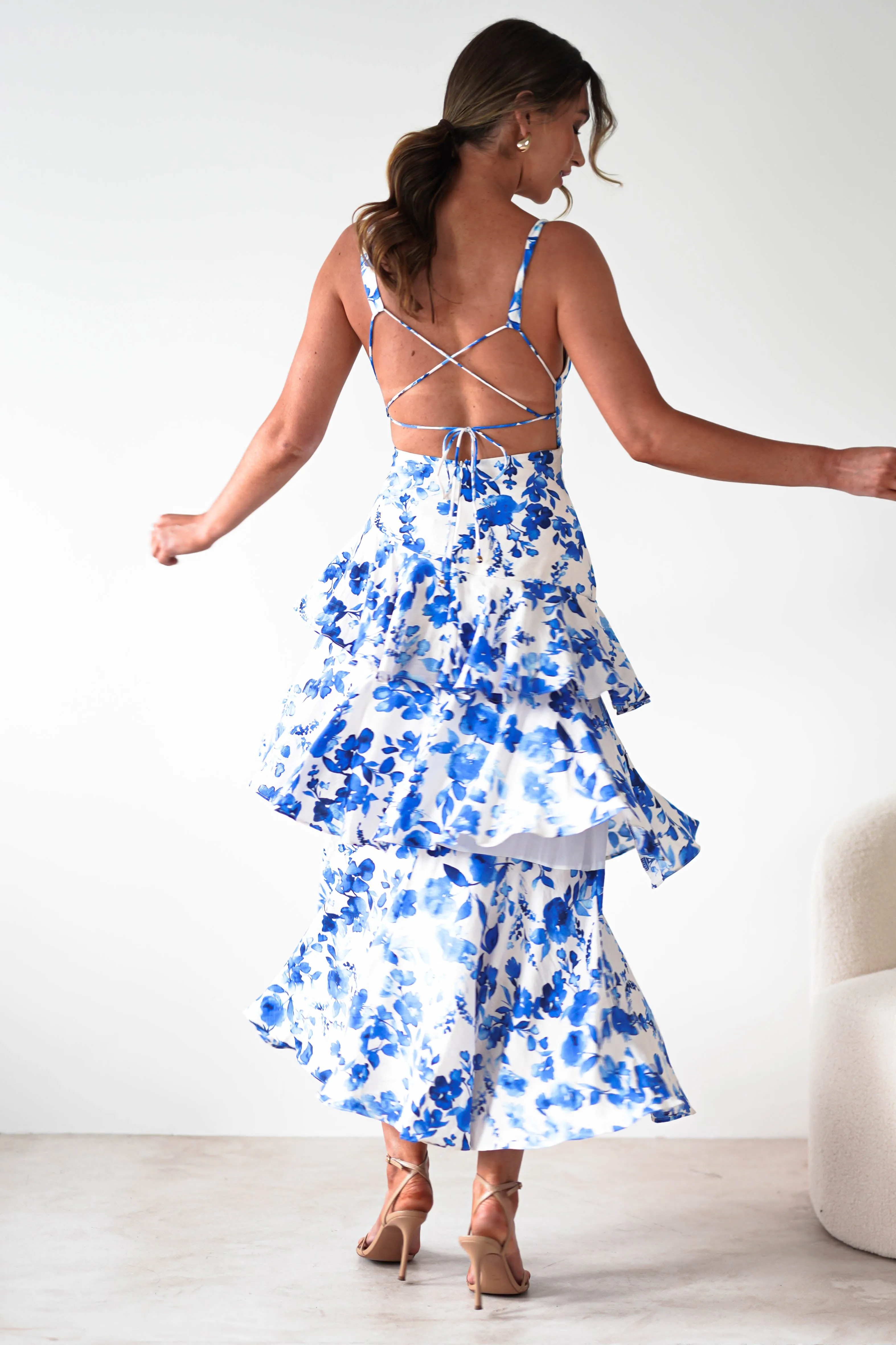 Varana Floral Ruffle Maxi Dress | Blue Print