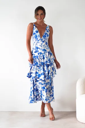Varana Floral Ruffle Maxi Dress | Blue Print