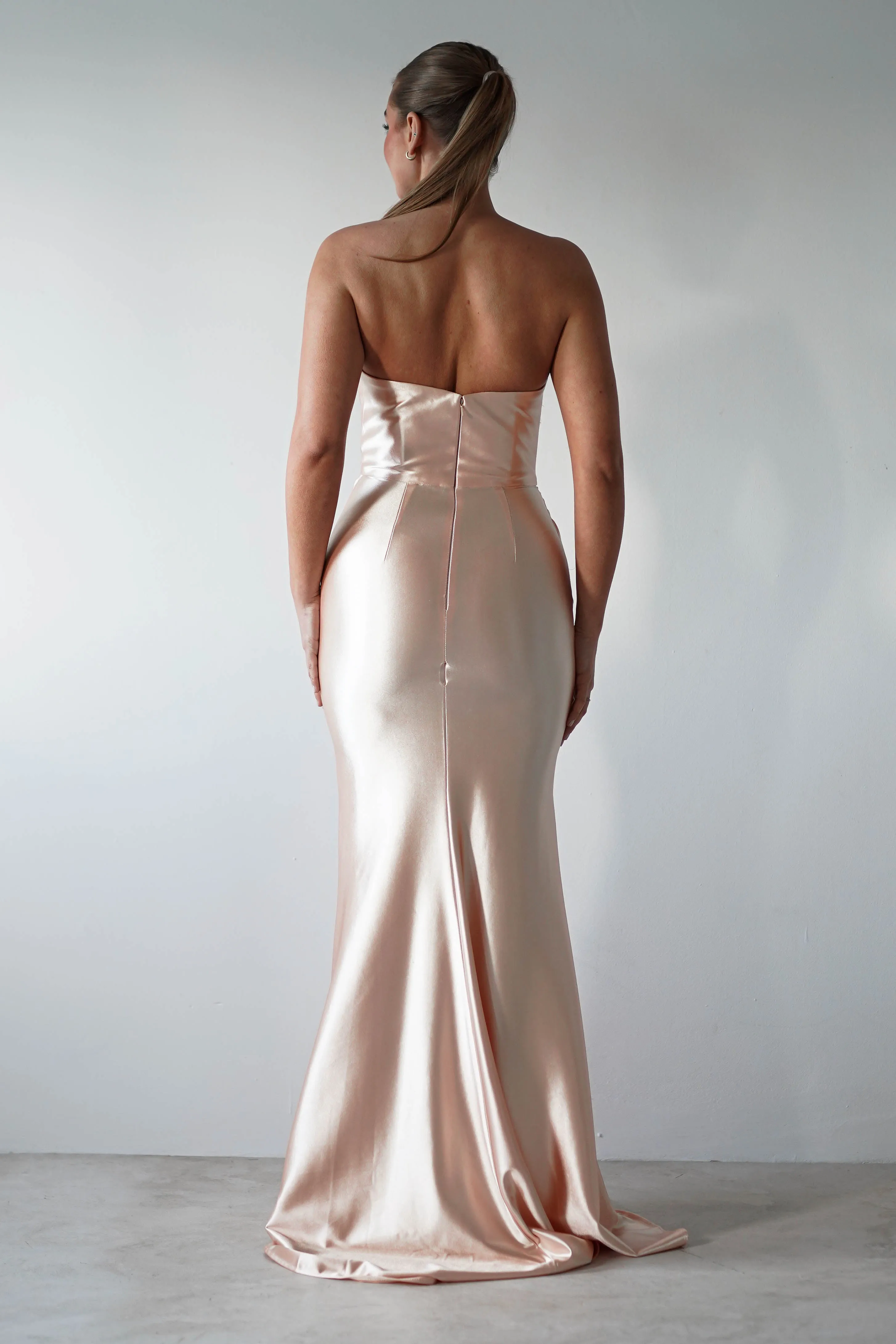 Venice Strapless Bodycon Gown | Light Gold