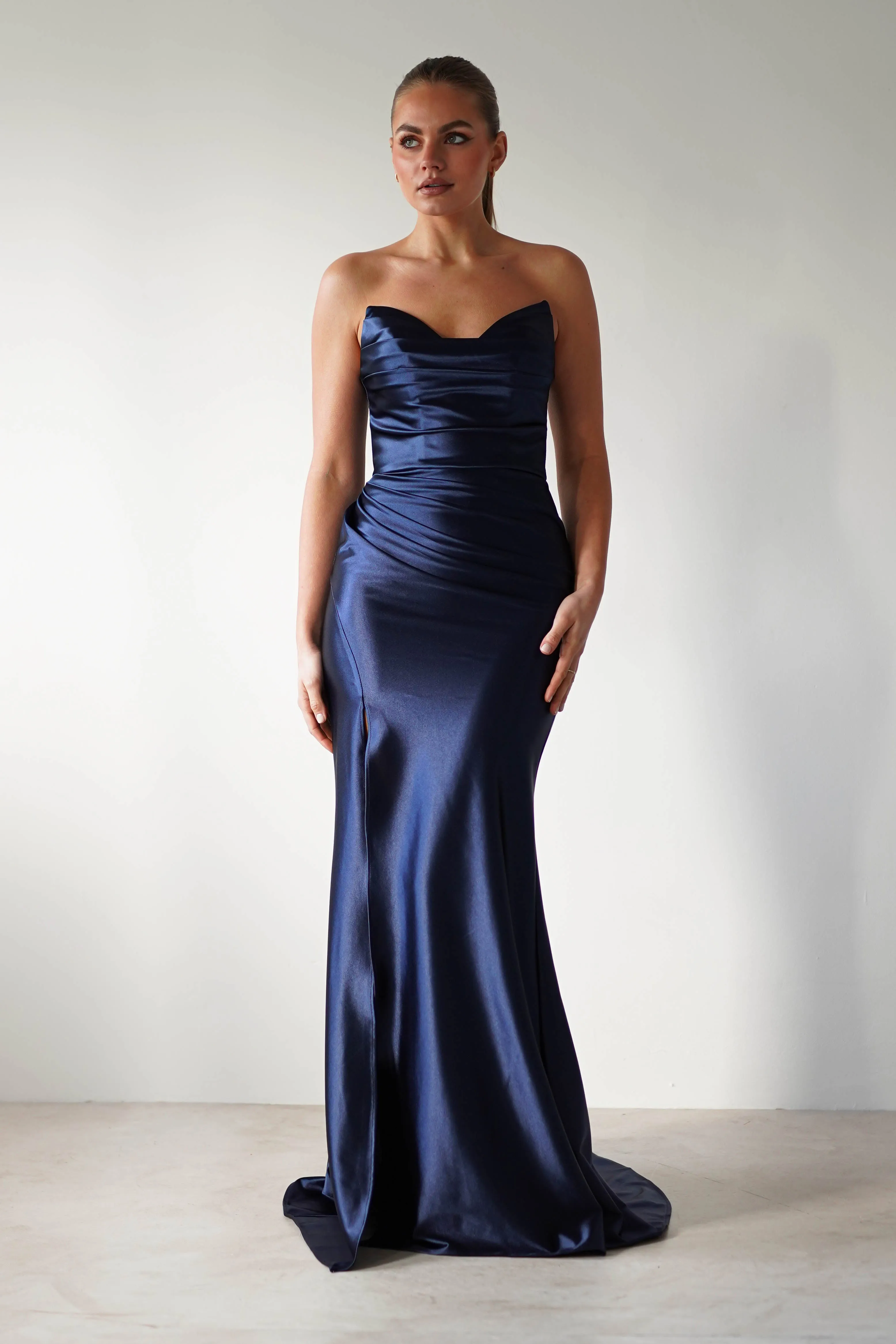 Venice Strapless Bodycon Gown | Navy