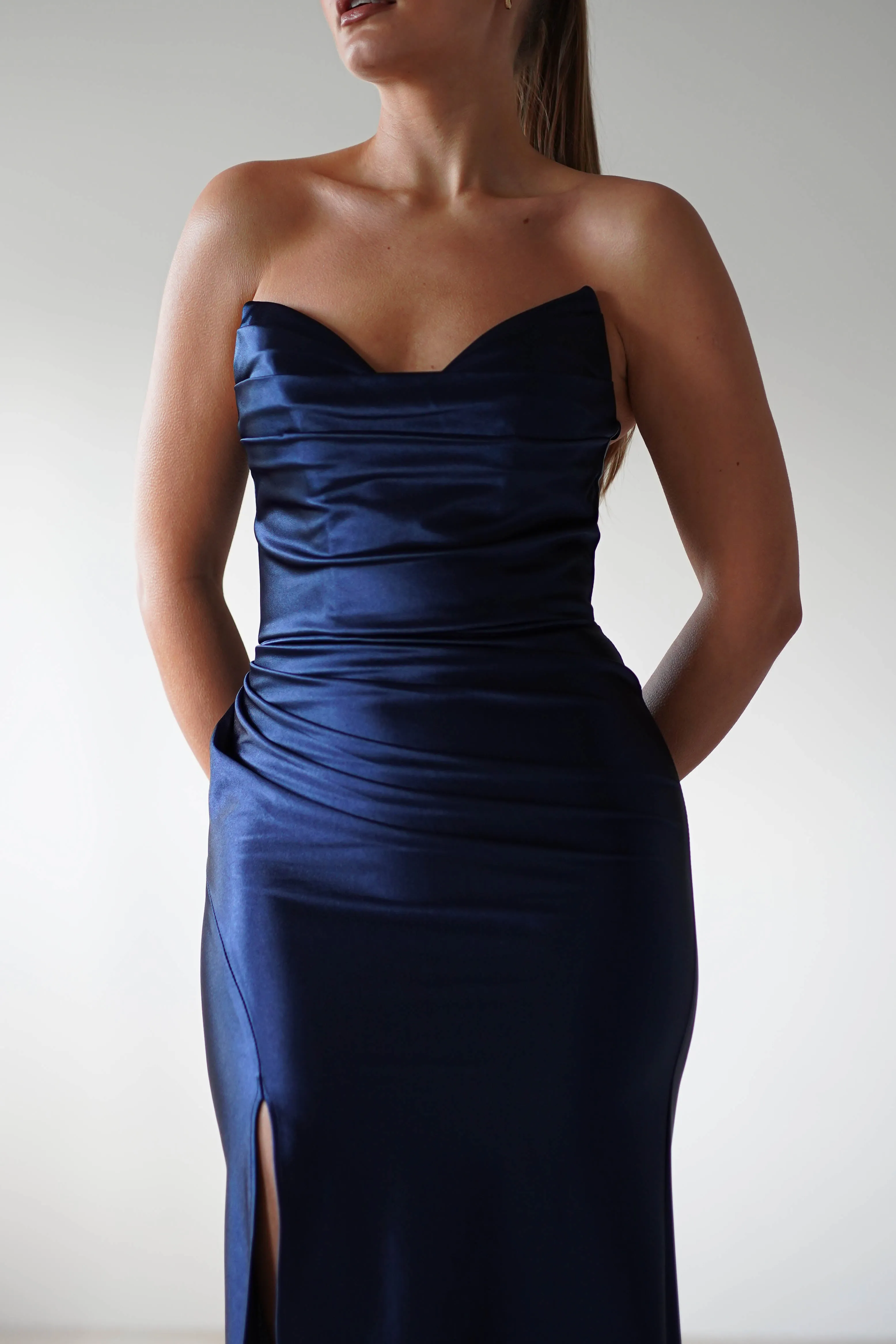 Venice Strapless Bodycon Gown | Navy