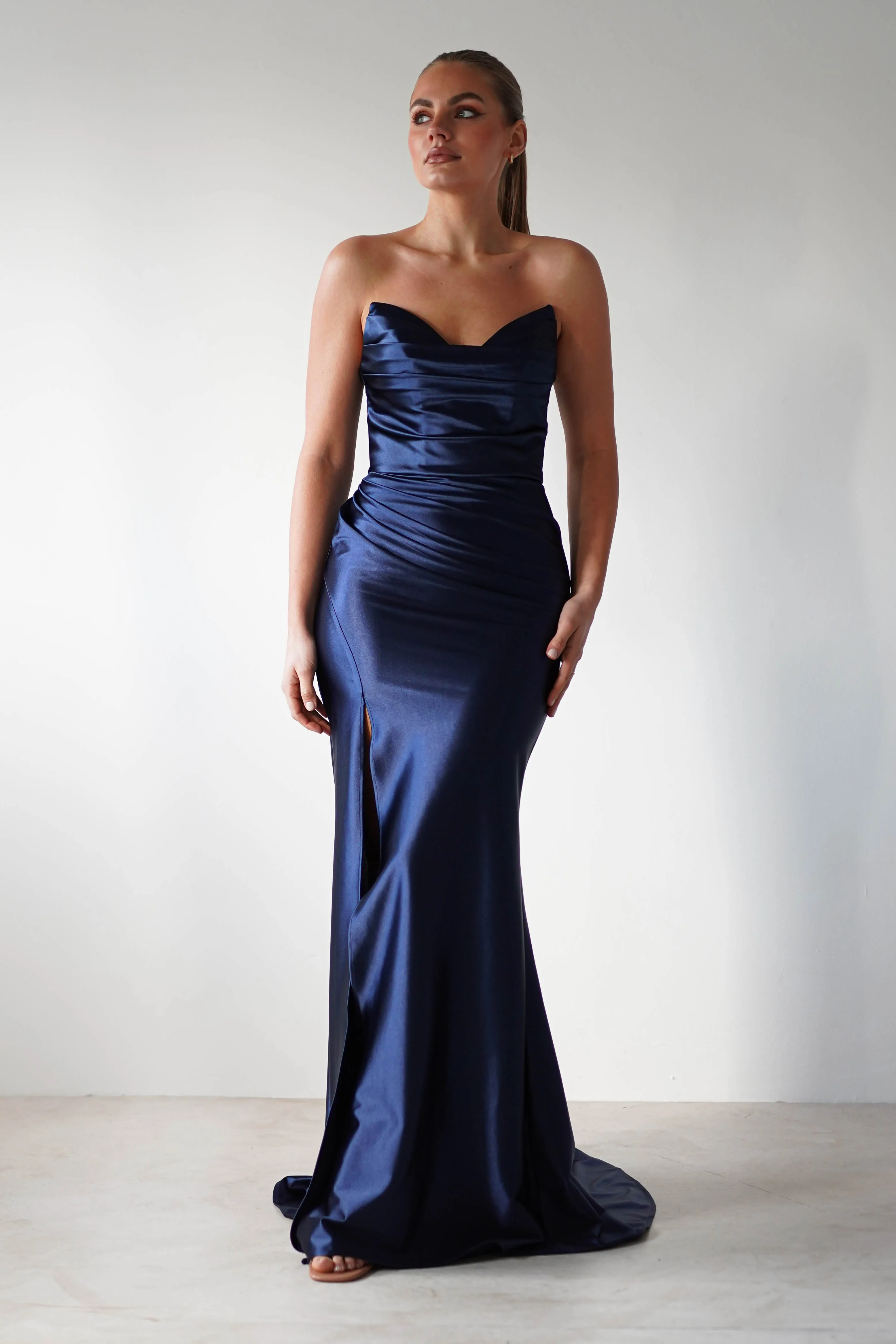 Venice Strapless Bodycon Gown | Navy