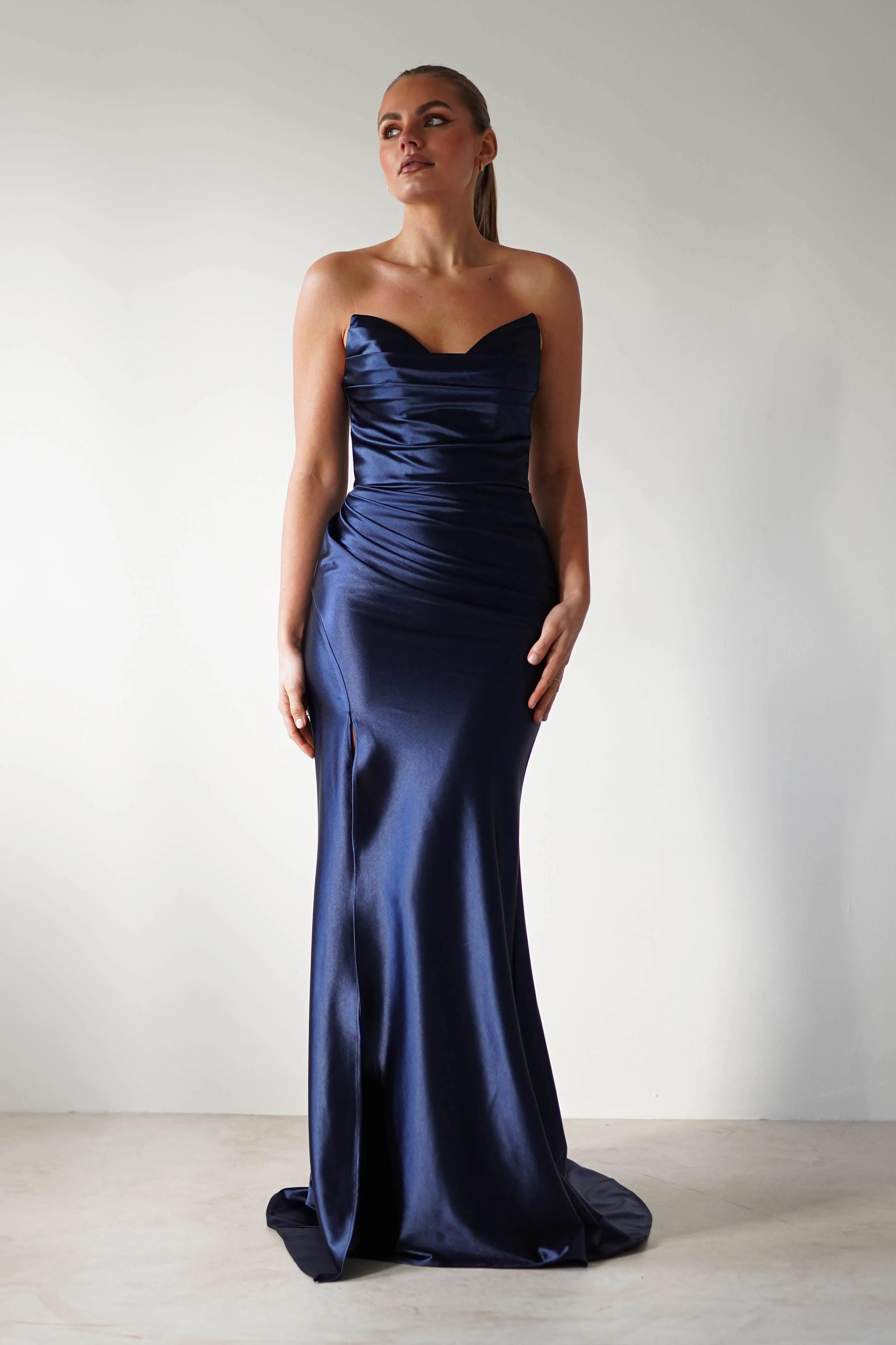 Venice Strapless Bodycon Gown | Navy