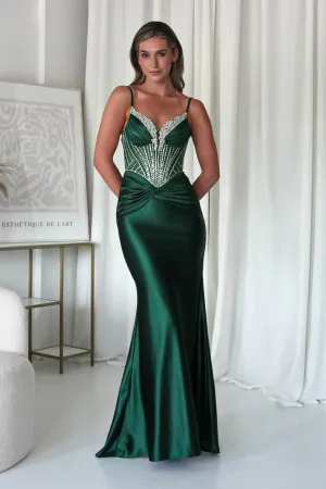 Vera Embellished Bodycon Gown | Dusty Blue