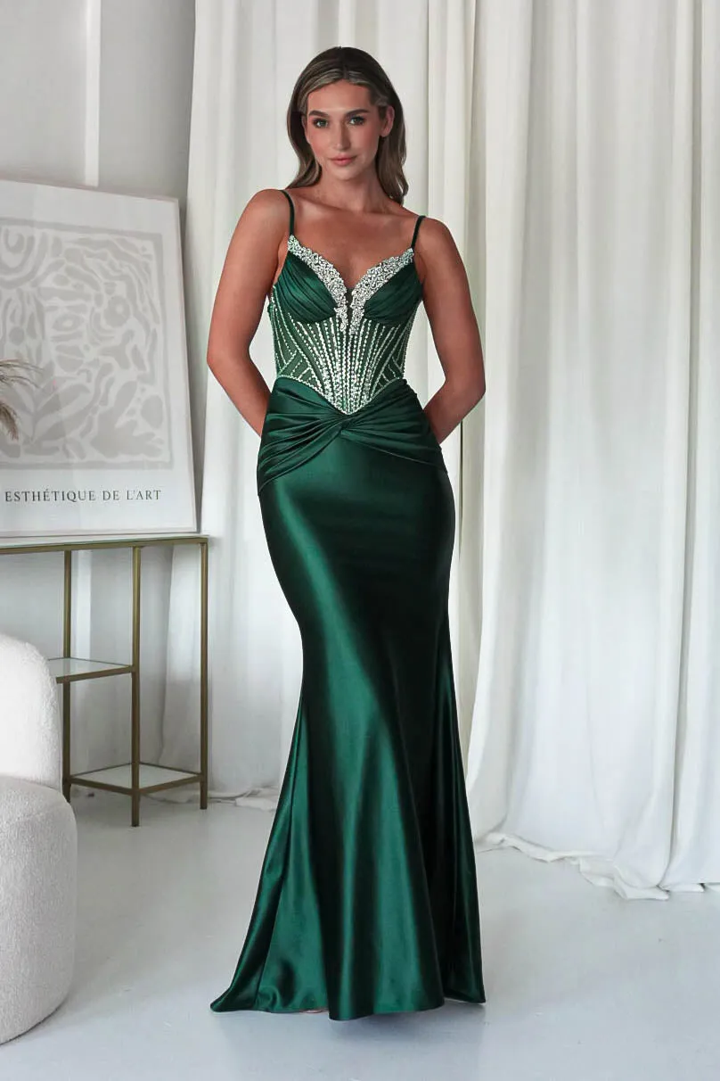 Vera Embellished Bodycon Gown | Dusty Blue