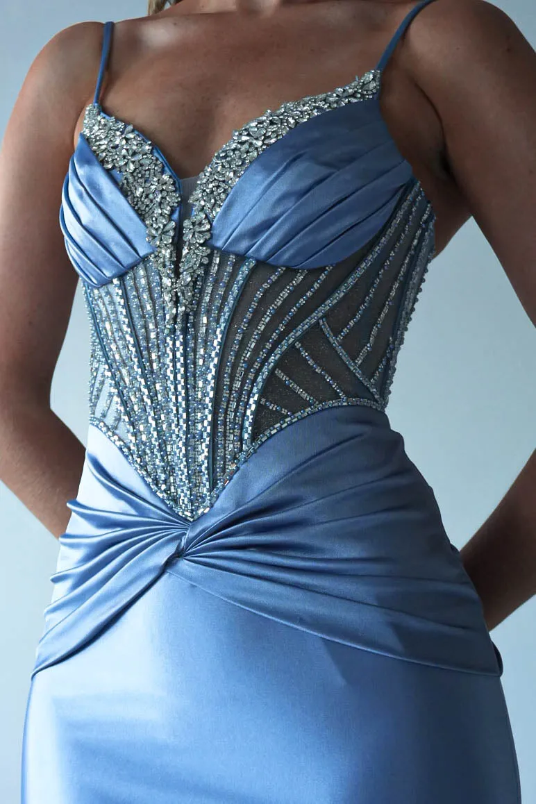 Vera Embellished Bodycon Gown | Dusty Blue