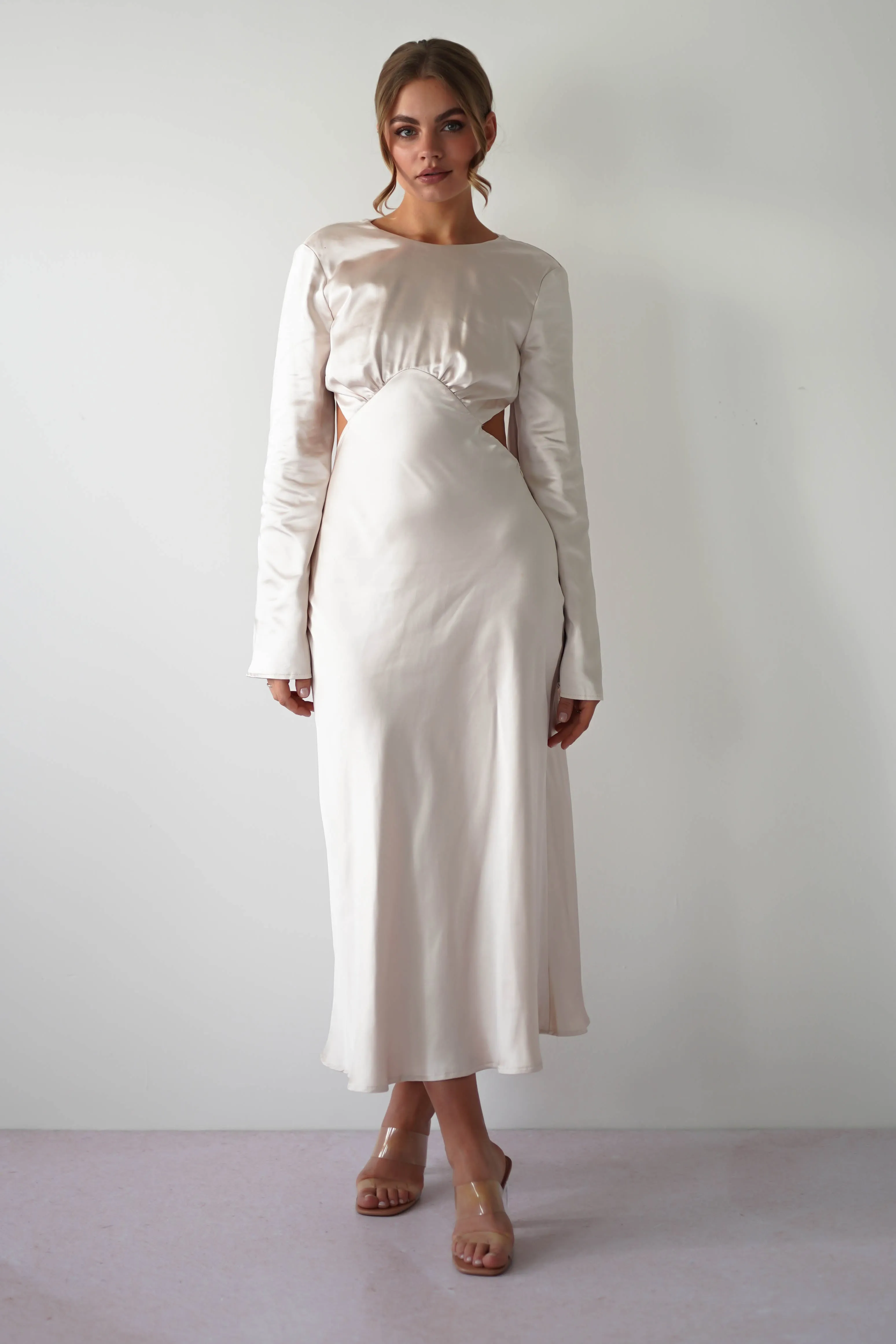 Vivian Long Sleeve Midi Dress | Champagne