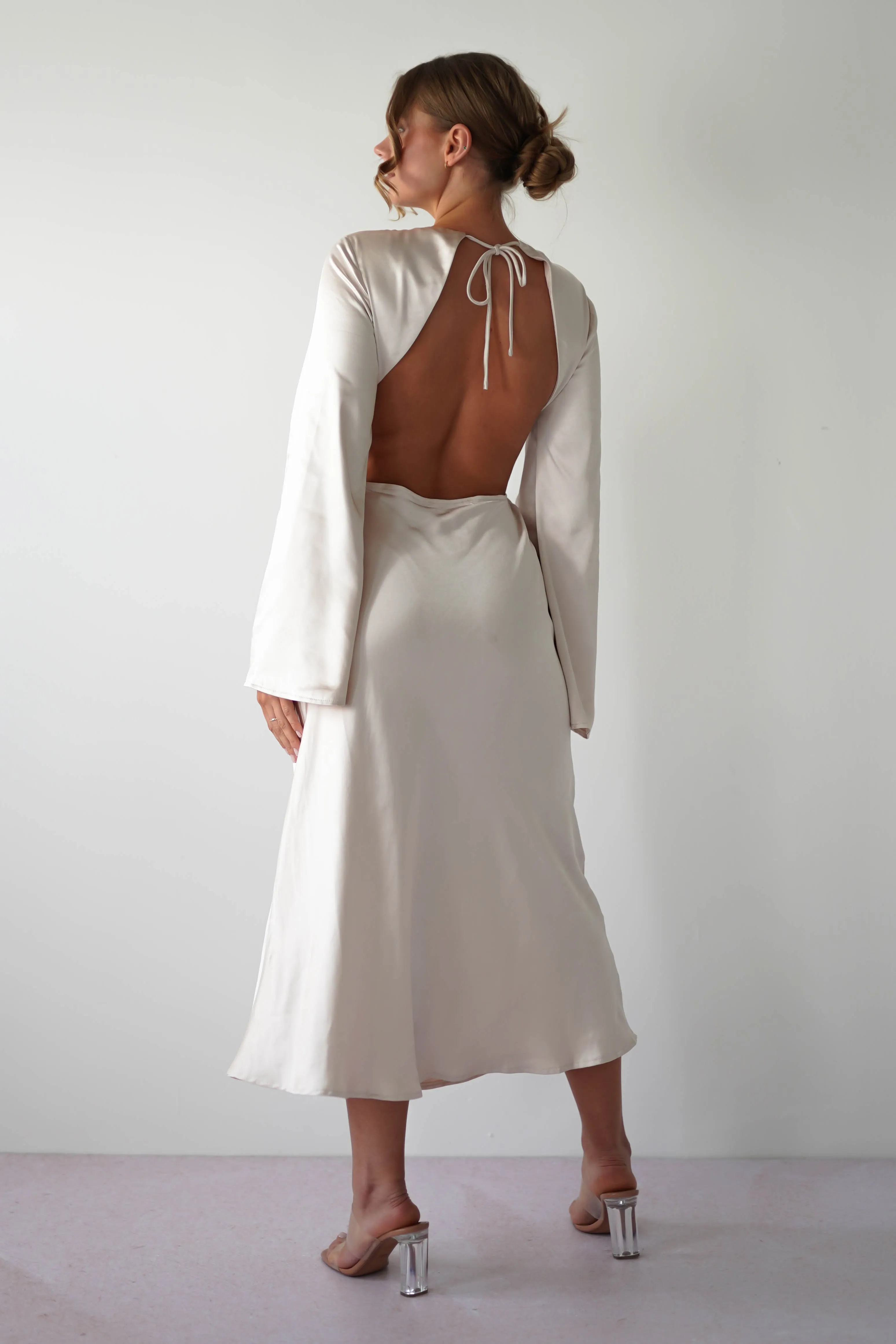 Vivian Long Sleeve Midi Dress | Champagne